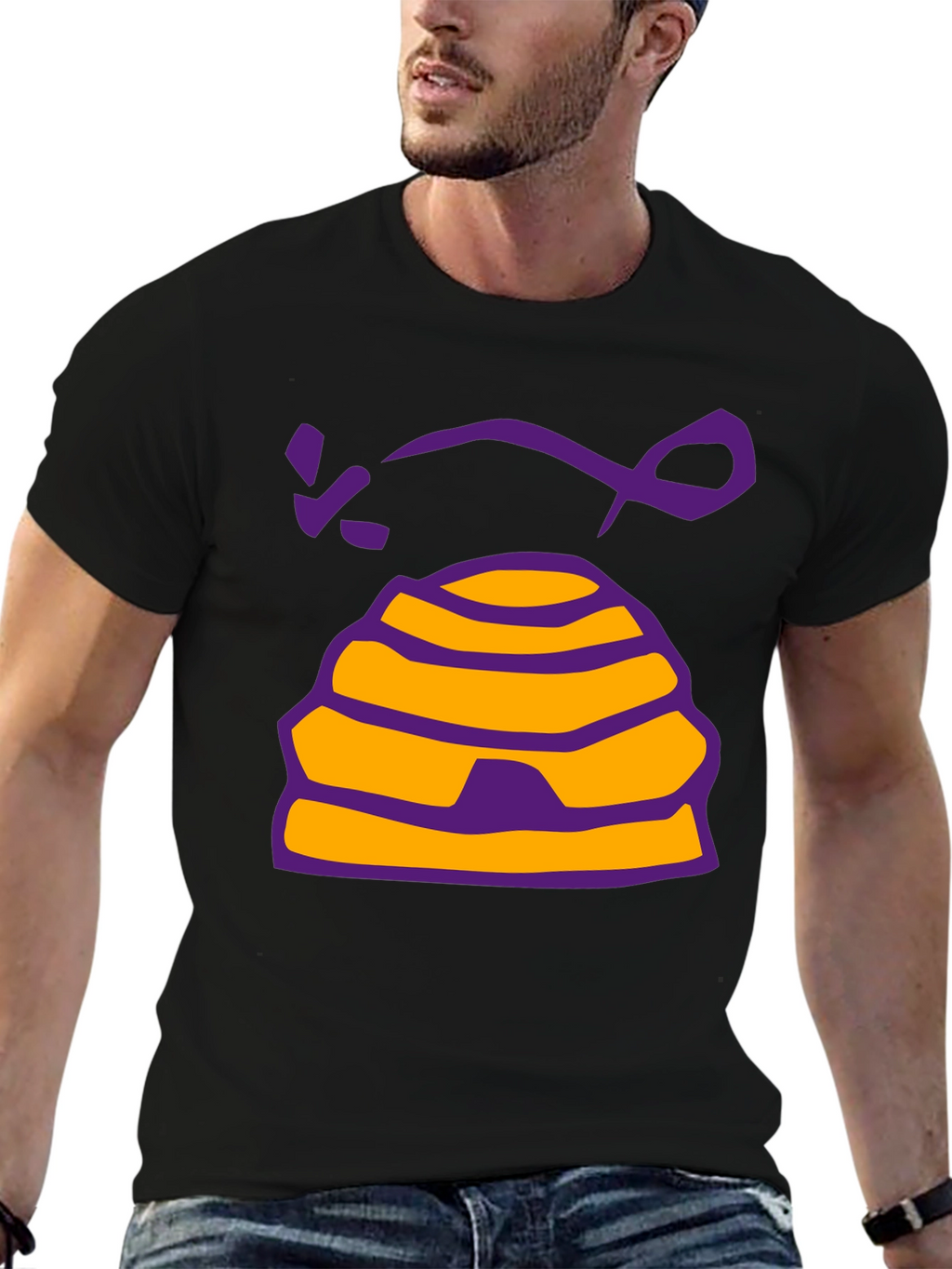 Beehive Graphic T-Shirt - Casual Black Tee