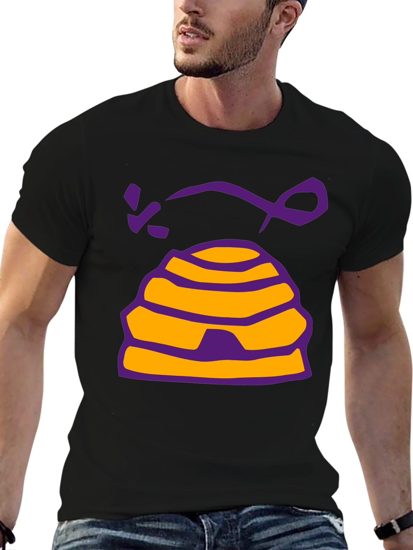 Beehive Graphic T-Shirt - Casual Black Tee