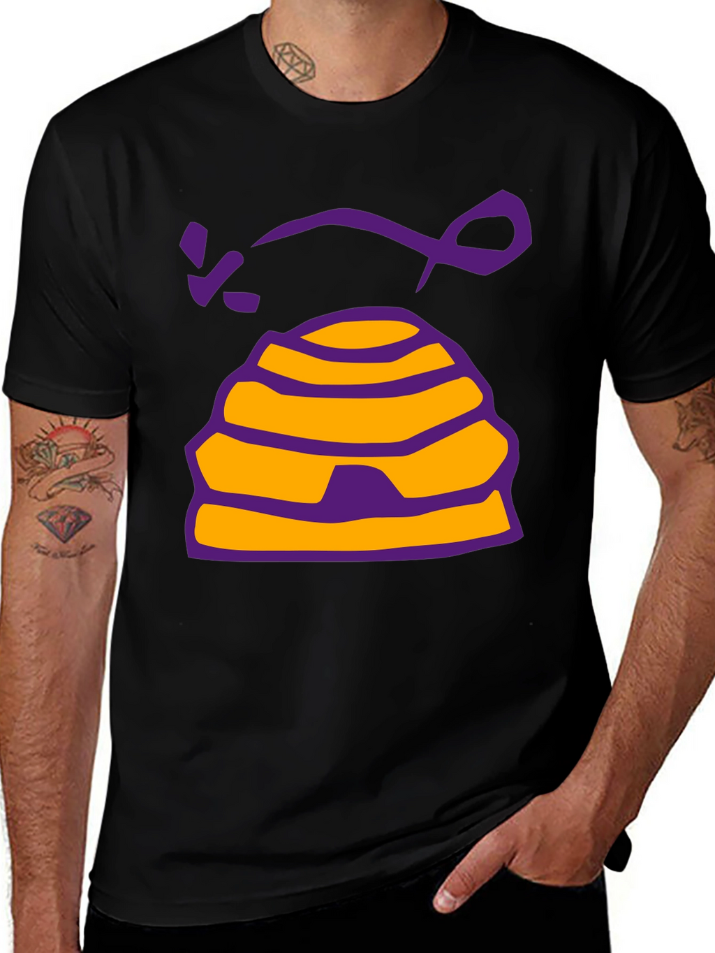 Beehive Graphic T-Shirt - Casual Black Tee