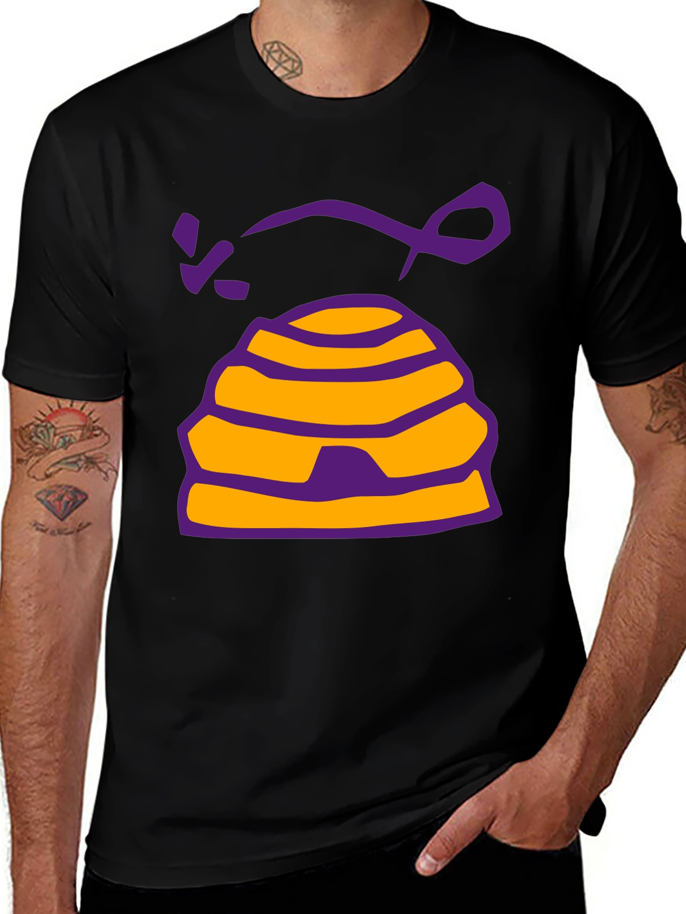 Beehive Graphic T-Shirt - Casual Black Tee