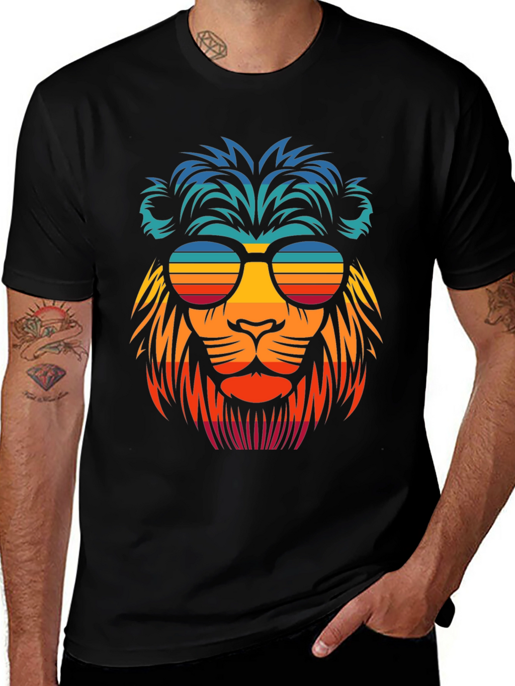 Cool Lion Retro Sunglasses Graphic T-Shirt