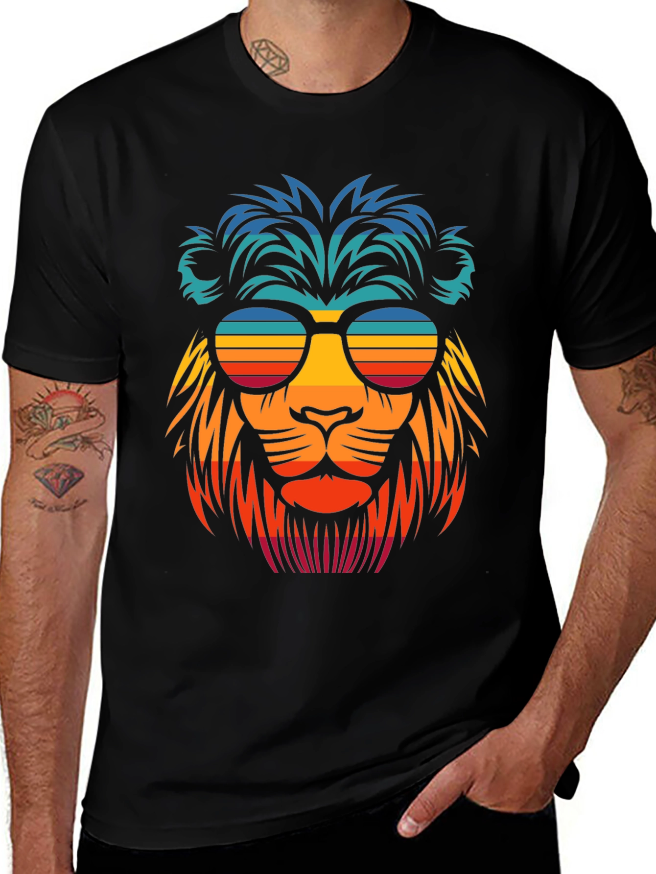 Cool Lion Retro Sunglasses Graphic T-Shirt