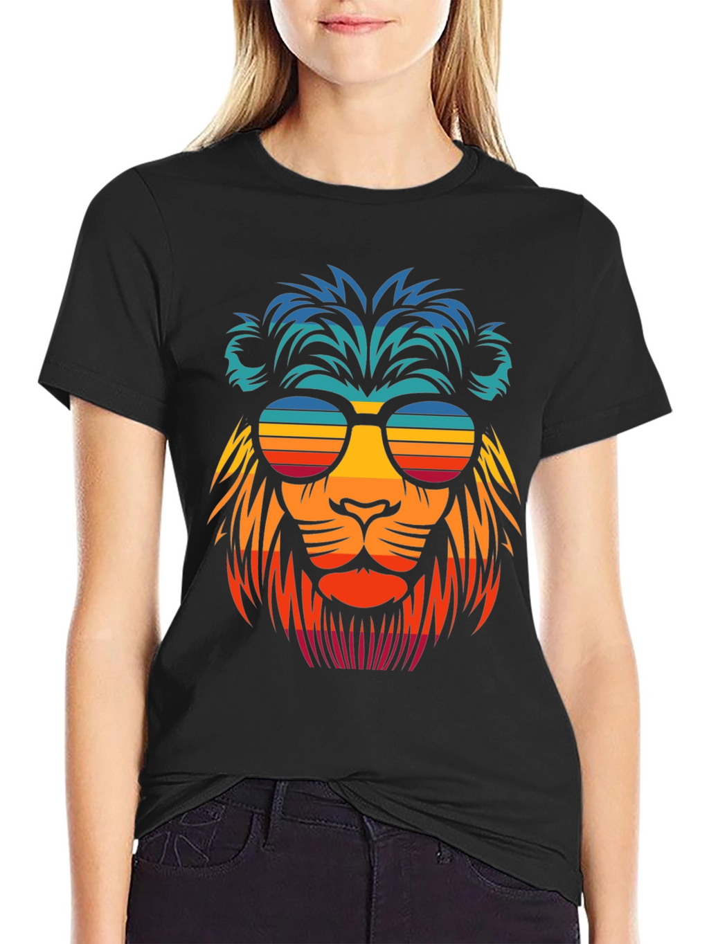 Cool Lion Retro Sunglasses Graphic T-Shirt