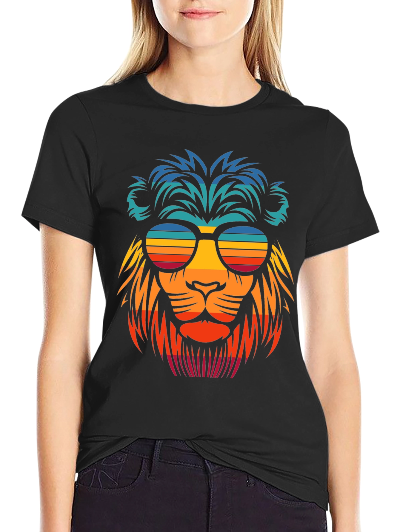 Cool Lion Retro Sunglasses Graphic T-Shirt