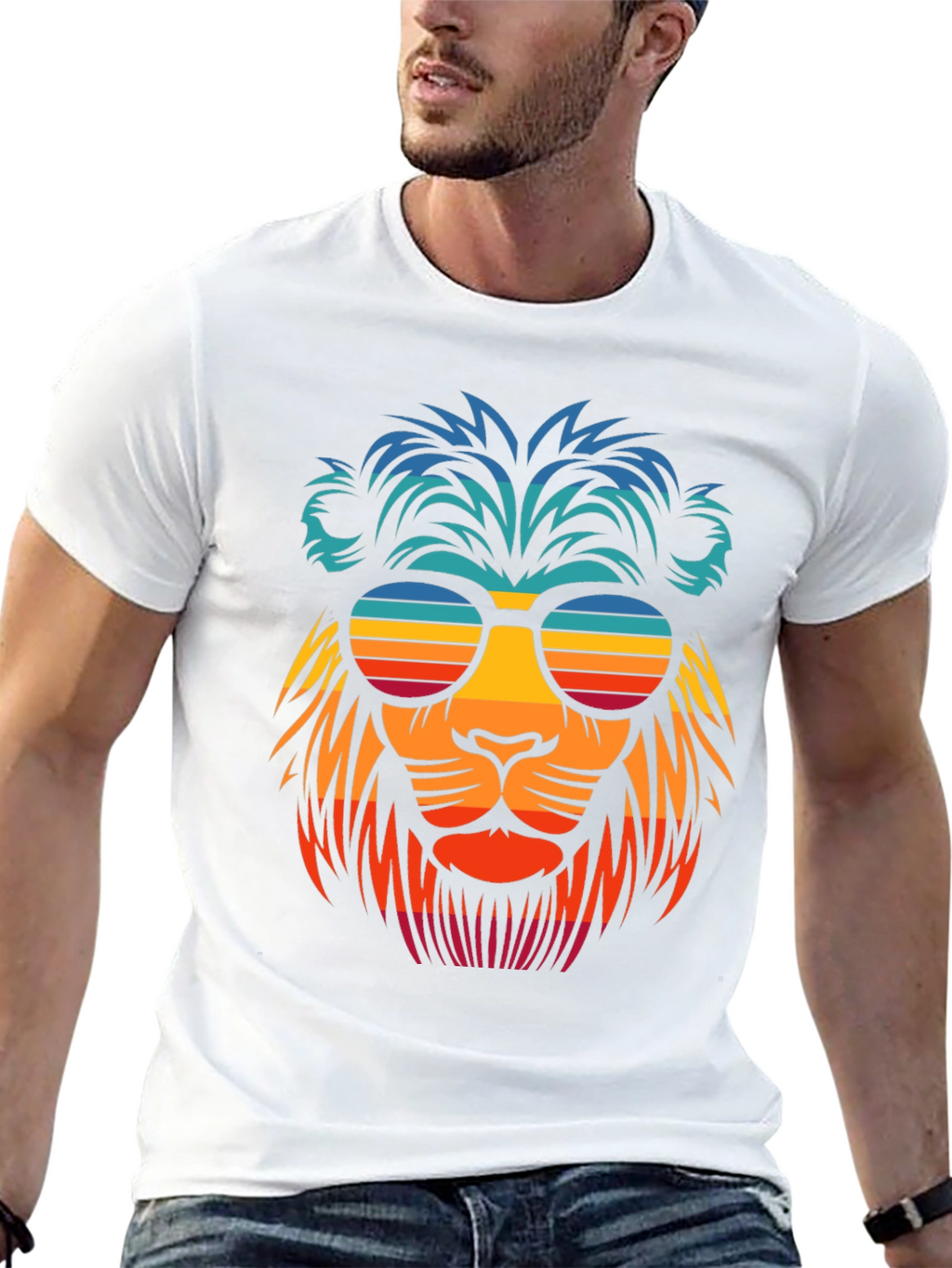 Cool Lion Retro Sunglasses Graphic T-Shirt
