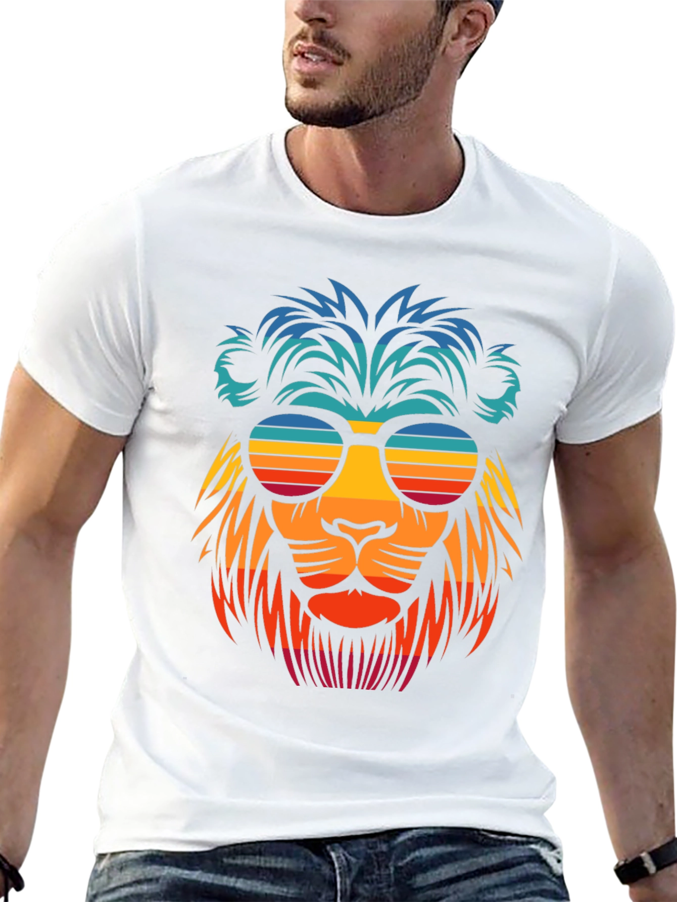 Cool Lion Retro Sunglasses Graphic T-Shirt