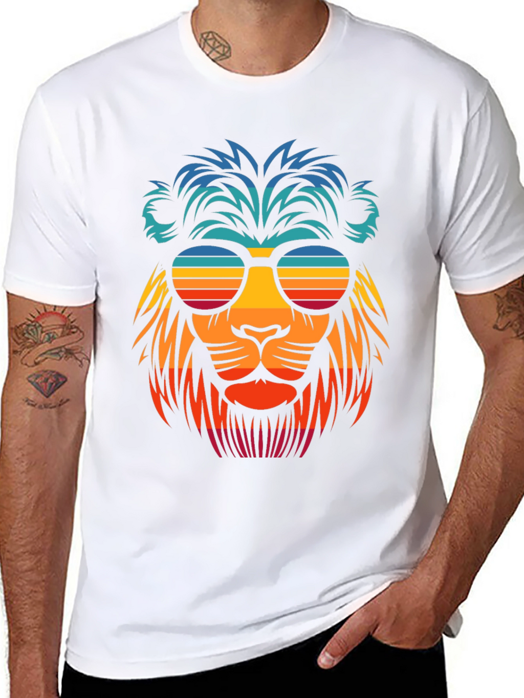 Cool Lion Retro Sunglasses Graphic T-Shirt