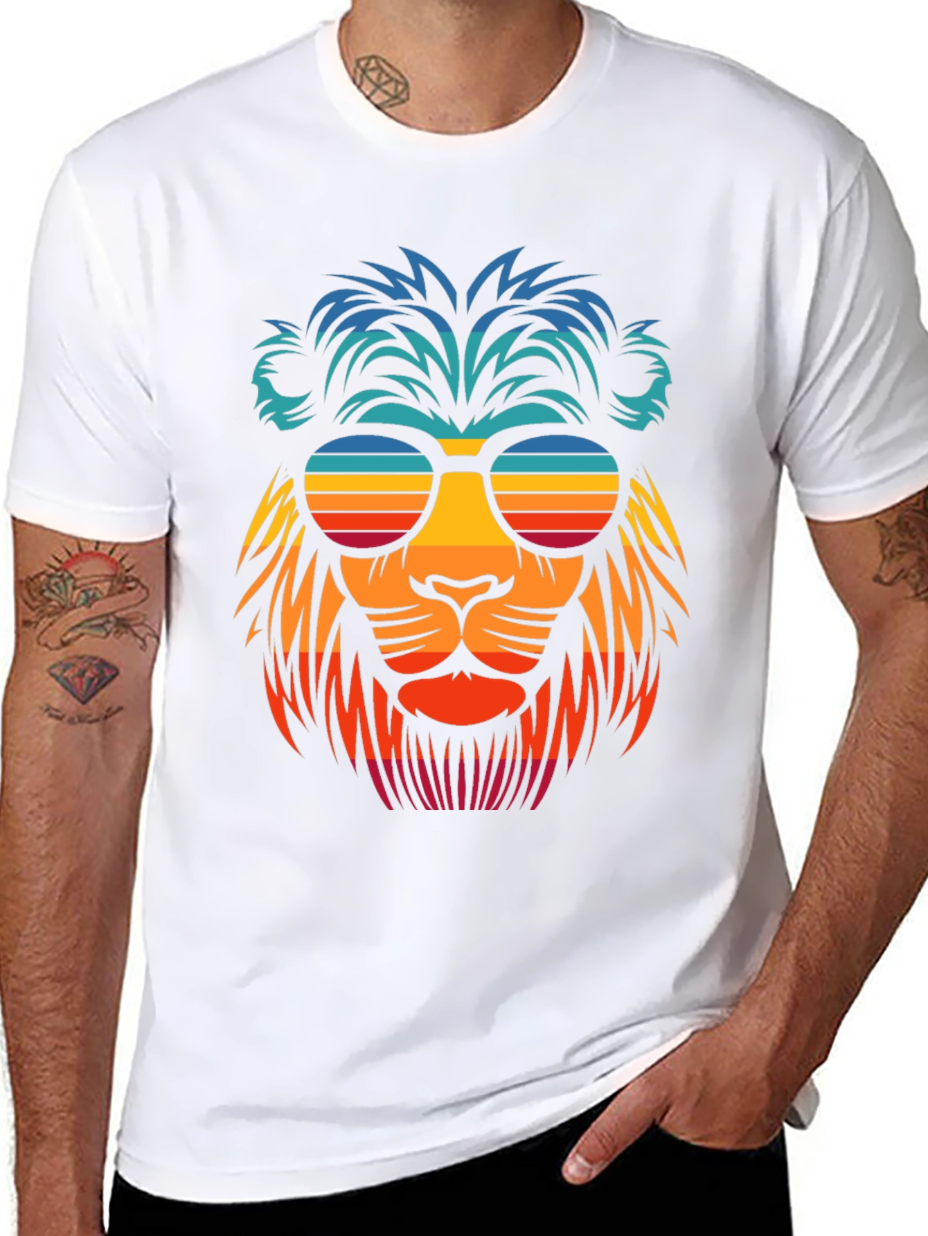 Cool Lion Retro Sunglasses Graphic T-Shirt