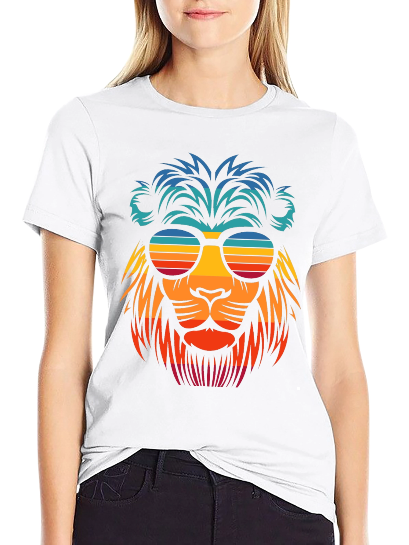 Cool Lion Retro Sunglasses Graphic T-Shirt