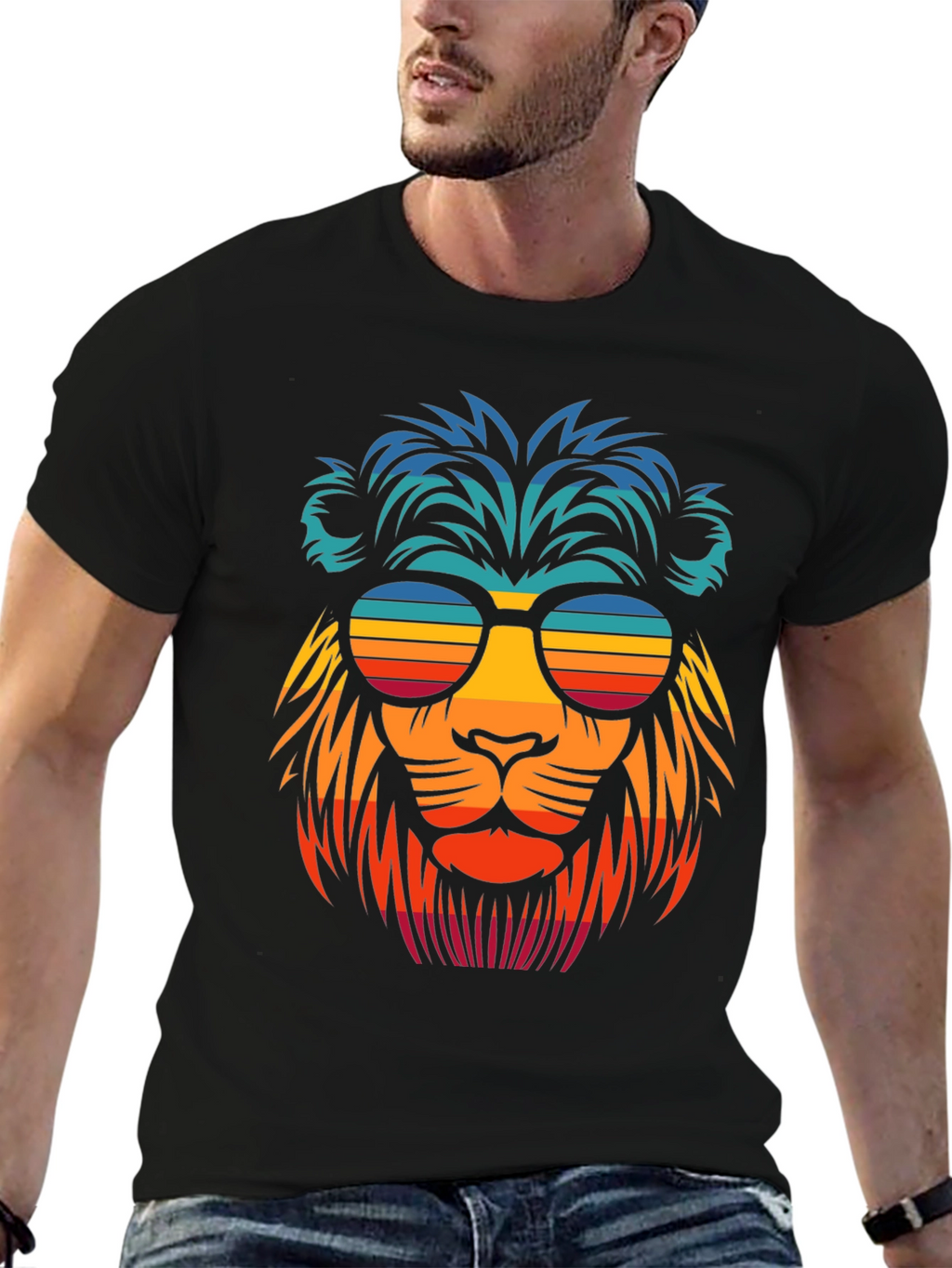 Cool Lion Retro Sunglasses Graphic T-Shirt