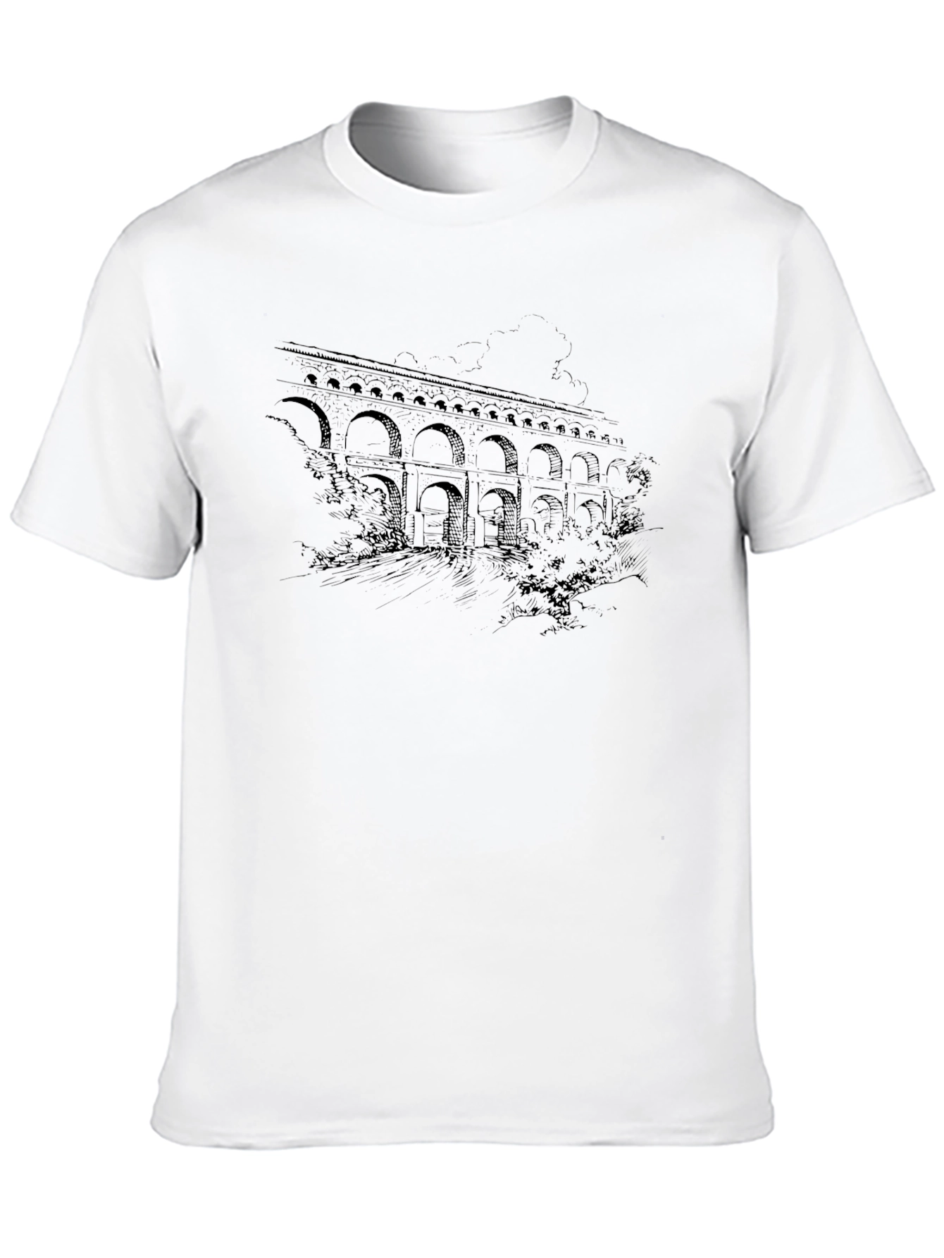 Arched Bridge Graphic Tee - Stylish Black T-Shirt