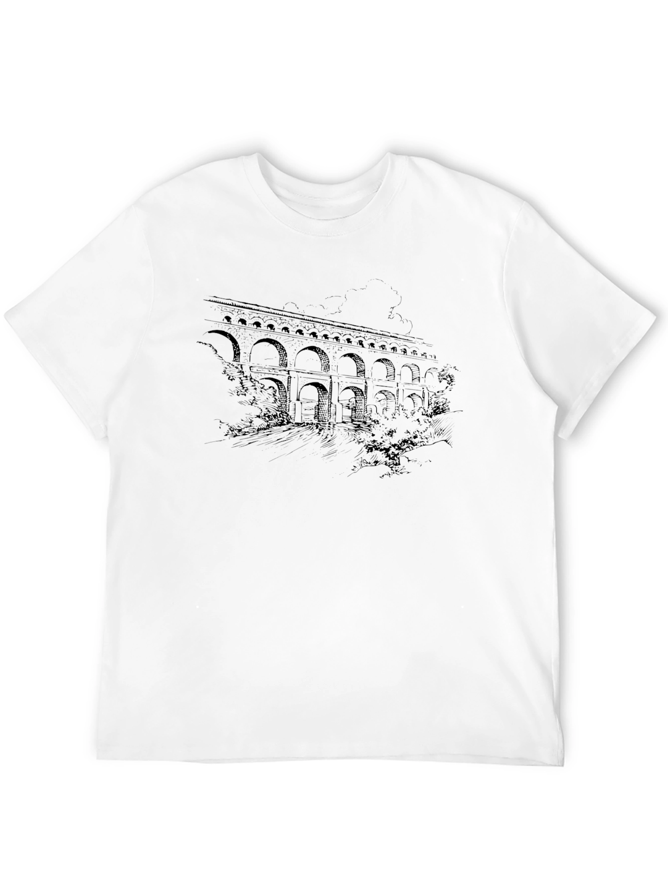 Arched Bridge Graphic Tee - Stylish Black T-Shirt