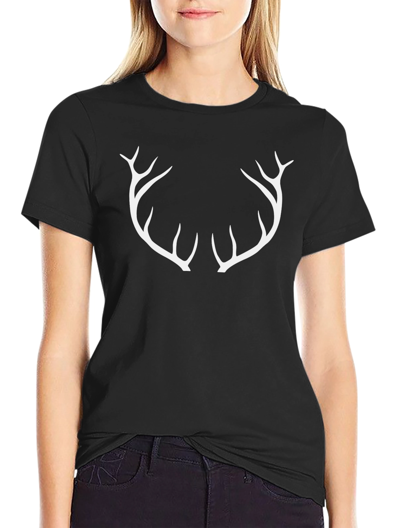 Antler Graphic Tee - Stylish Black Cotton T-Shirt
