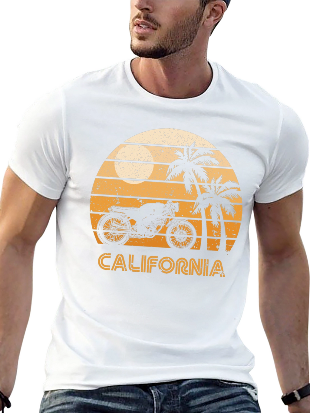 California Motorcycle Sunset Graphic Tee