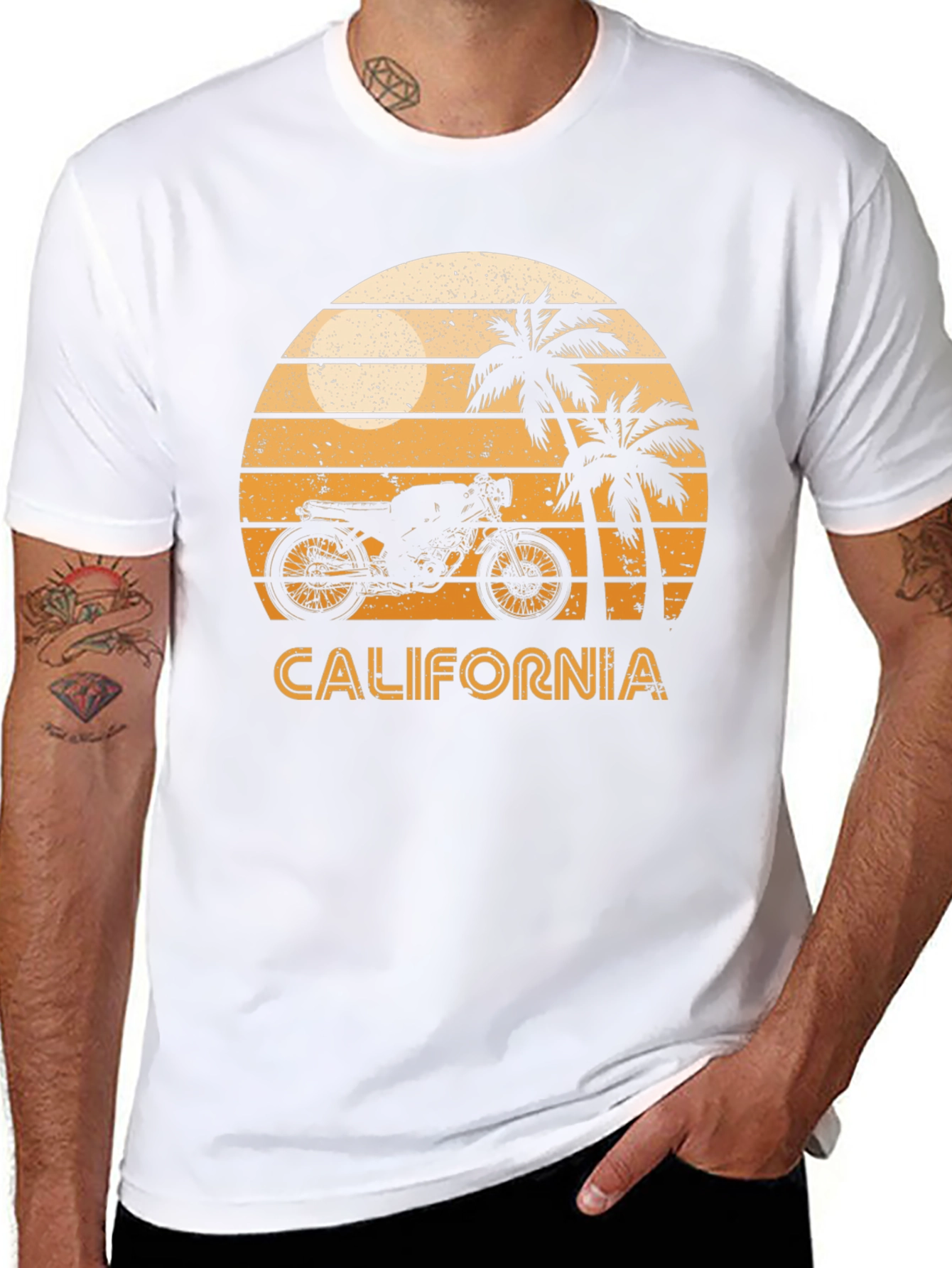 California Motorcycle Sunset Graphic Tee