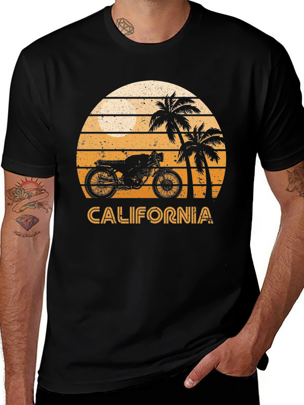 California Motorcycle Sunset Graphic Tee