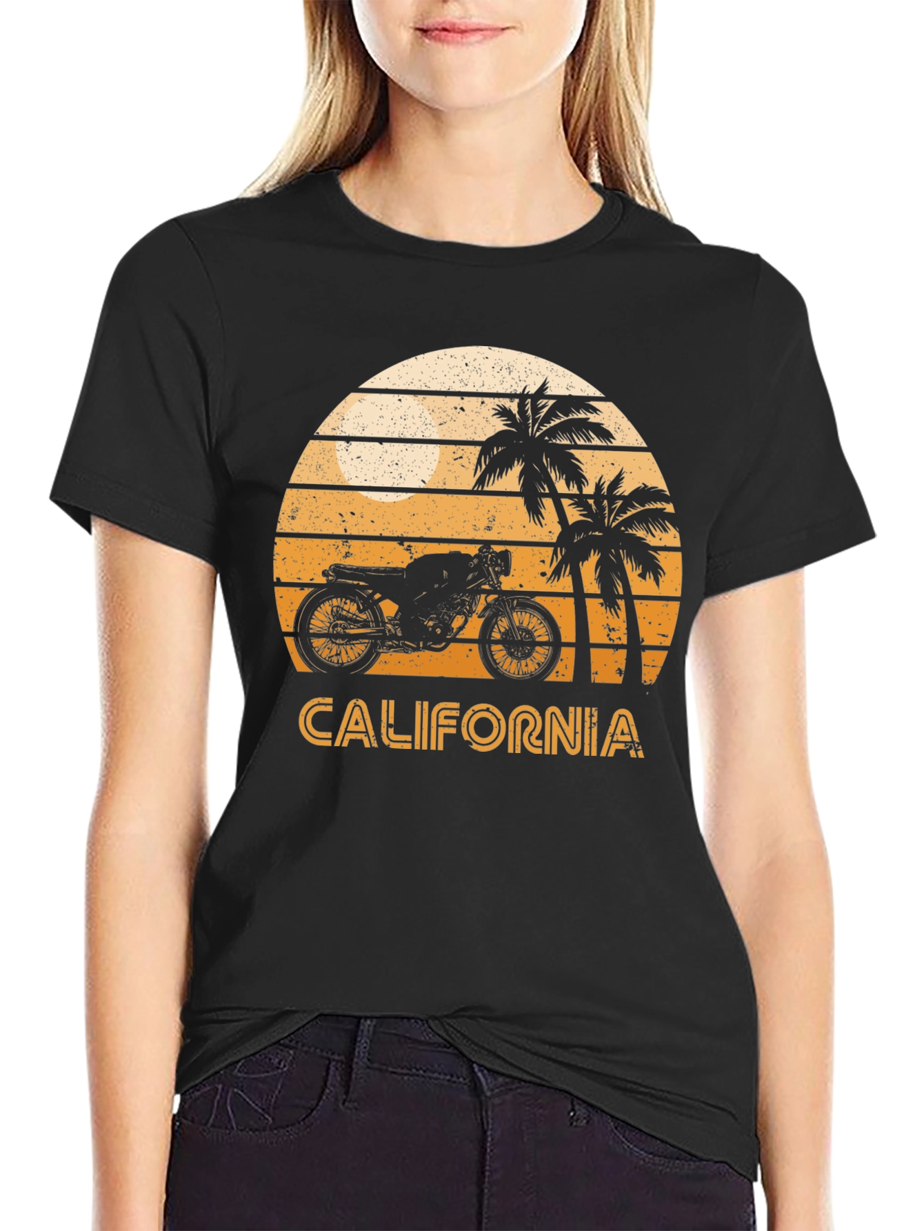 California Motorcycle Sunset Graphic Tee