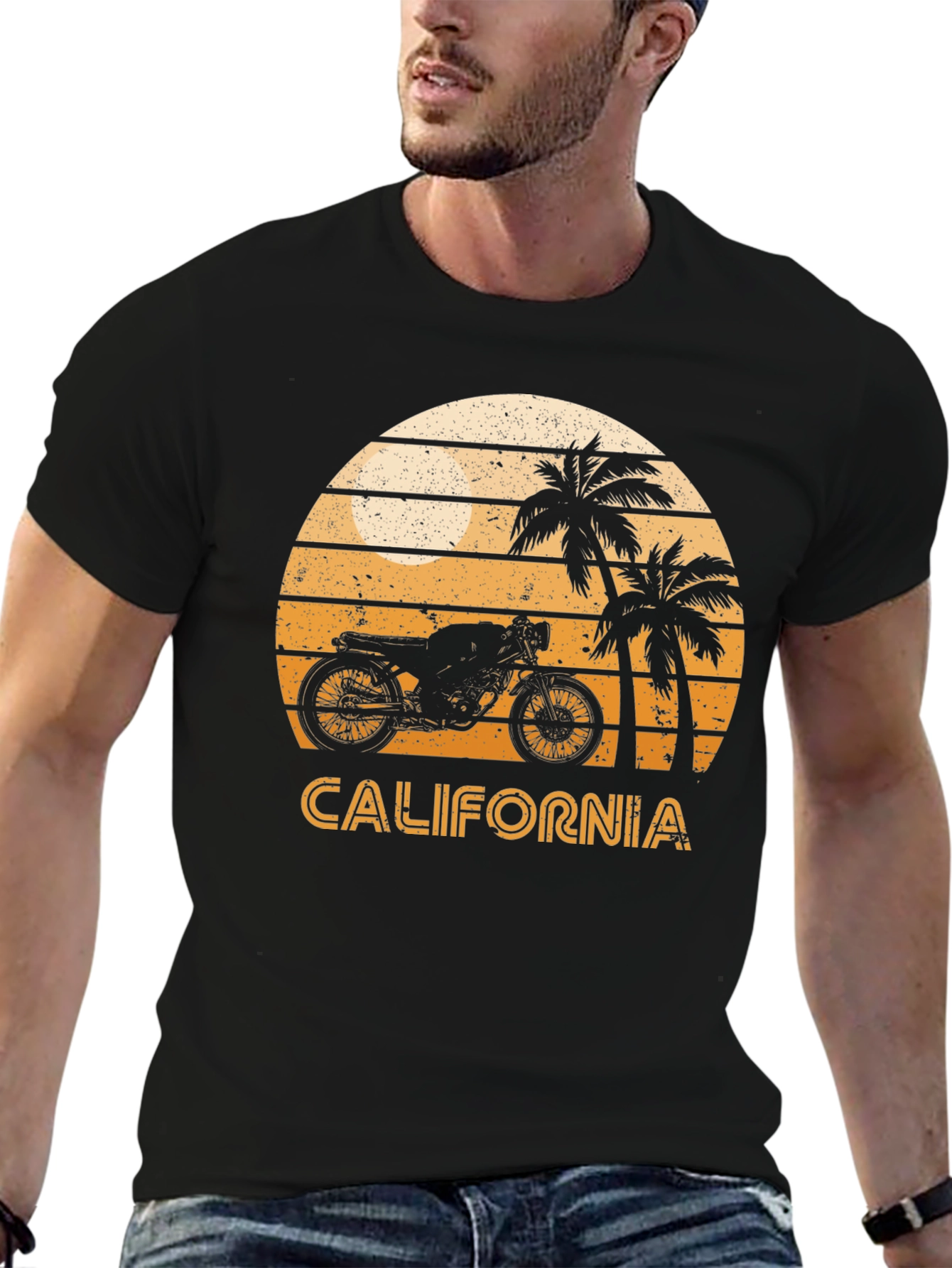 California Motorcycle Sunset Graphic Tee