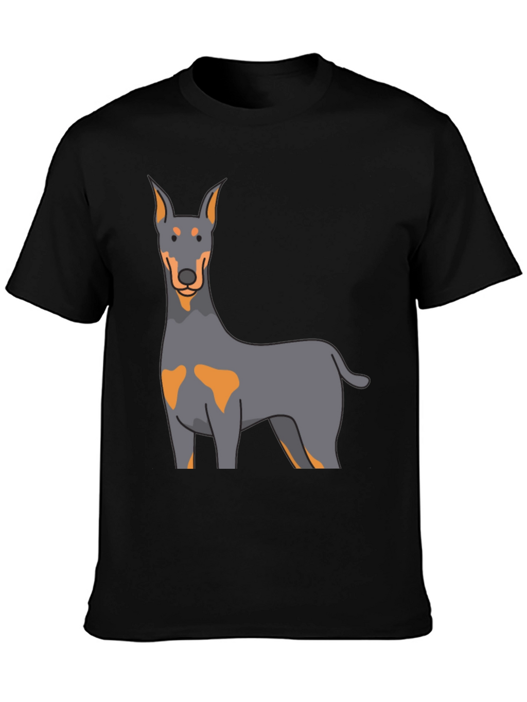 Doberman Dog Graphic Print Black T-Shirt