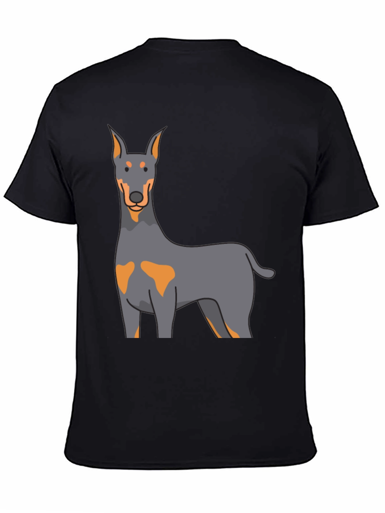 Doberman Dog Graphic Print Black T-Shirt