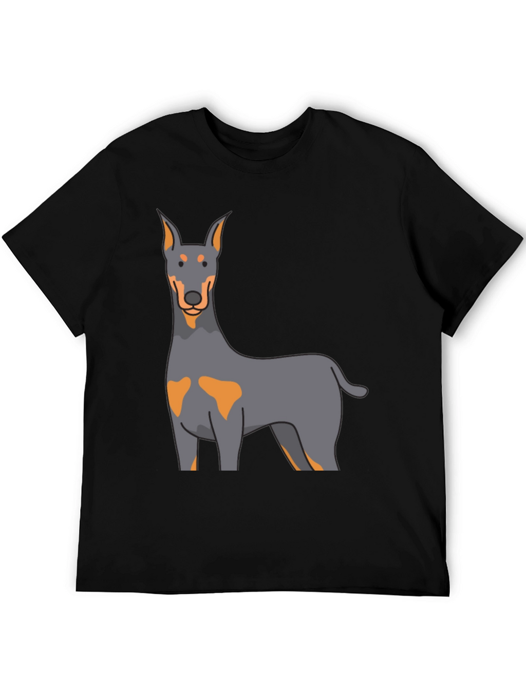 Doberman Dog Graphic Print Black T-Shirt