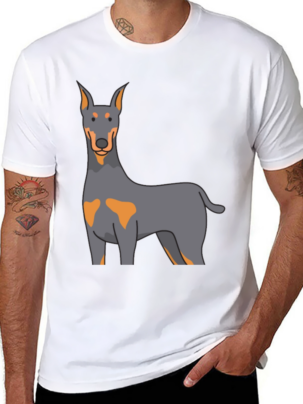 Doberman Dog Graphic Print Black T-Shirt