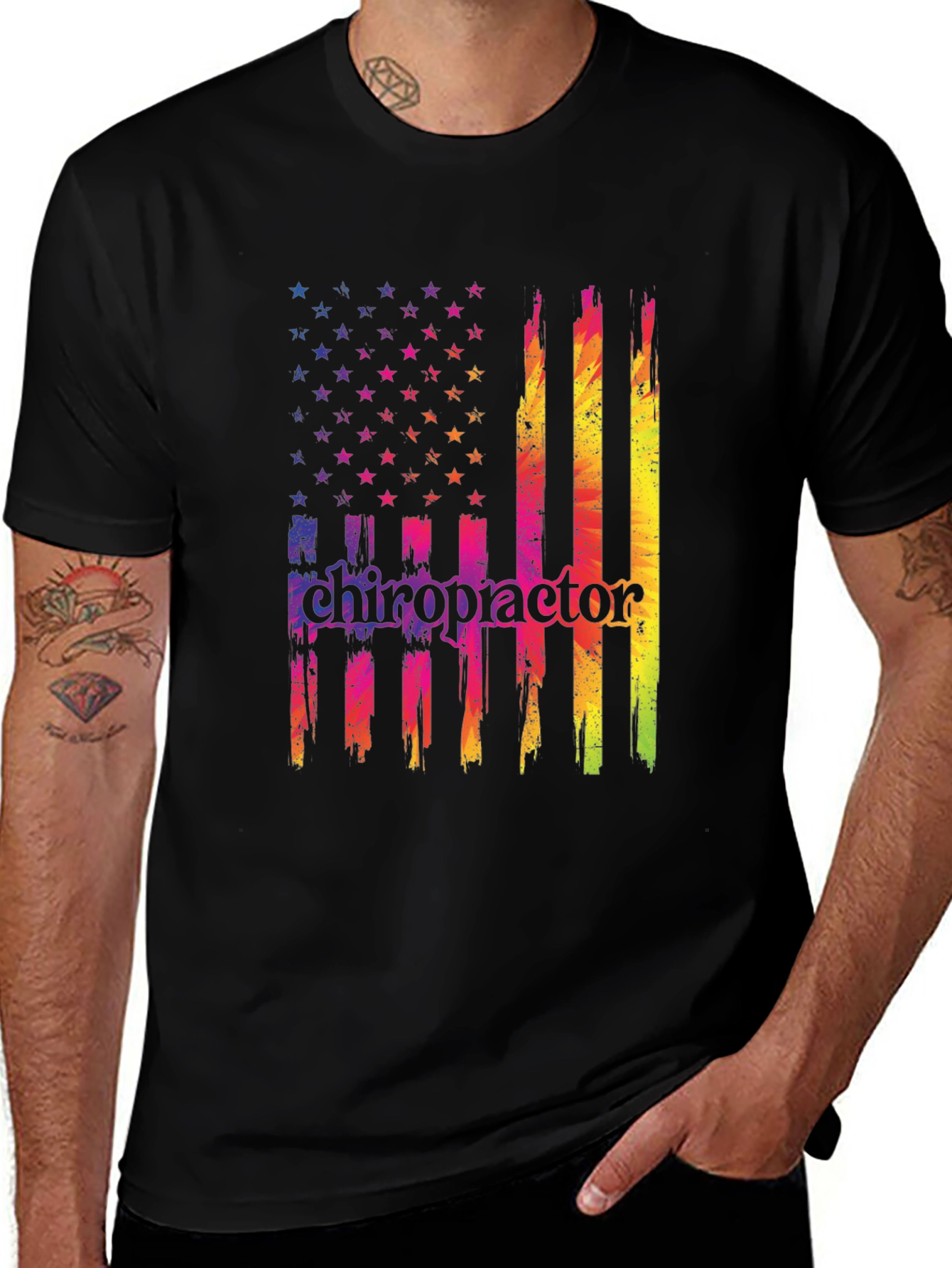 Chiropractor USA Flag Graphic T-Shirt