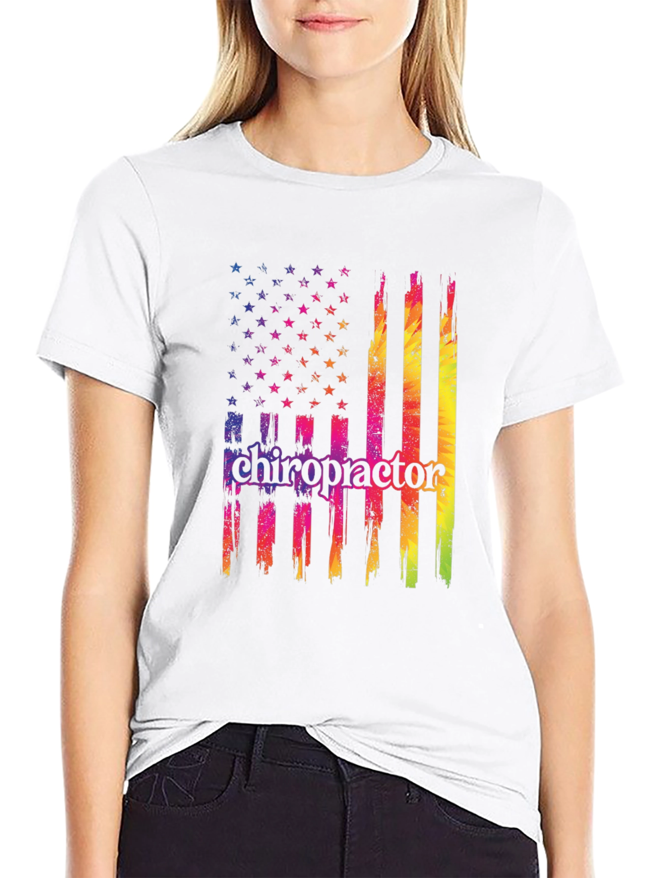 Chiropractor USA Flag Graphic T-Shirt