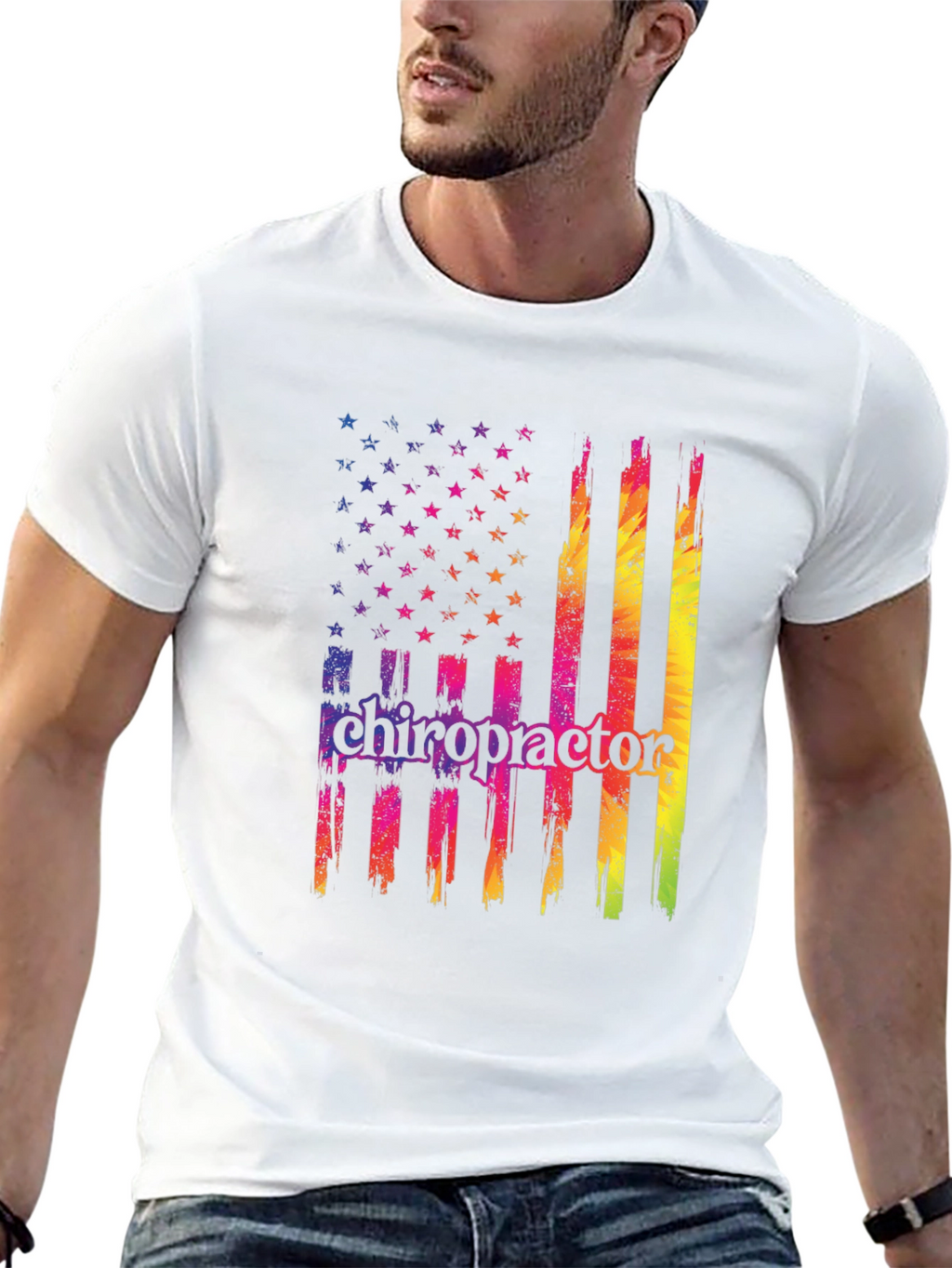 Chiropractor USA Flag Graphic T-Shirt