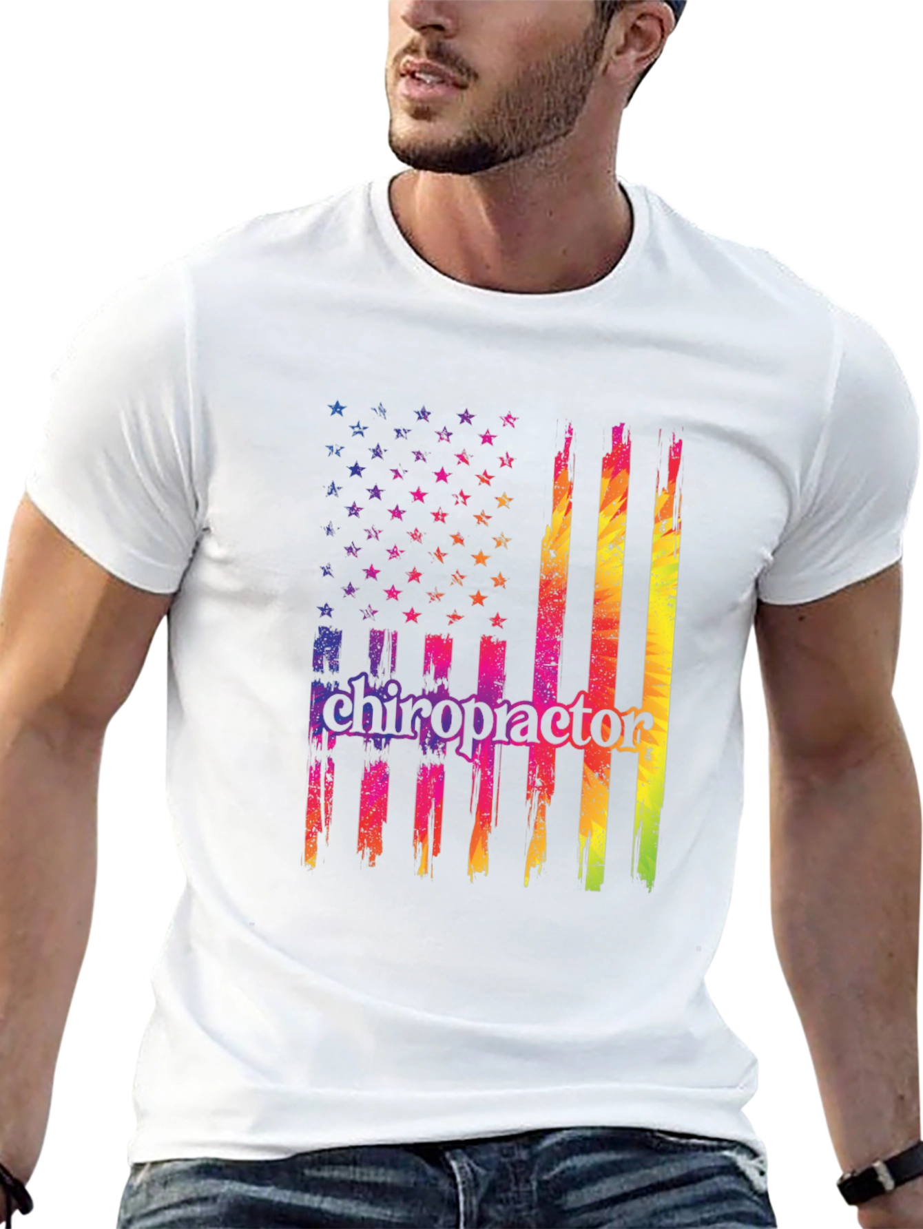 Chiropractor USA Flag Graphic T-Shirt