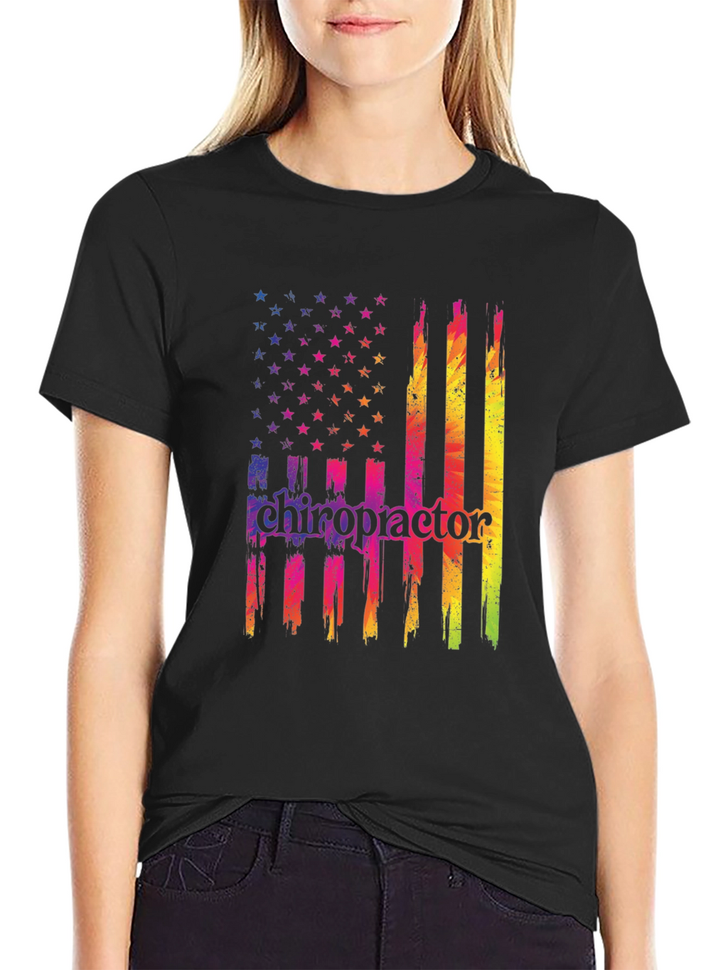Chiropractor USA Flag Graphic T-Shirt