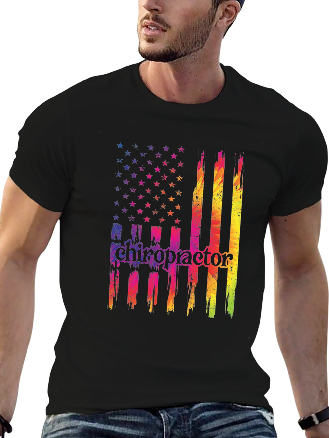 Chiropractor USA Flag Graphic T-Shirt