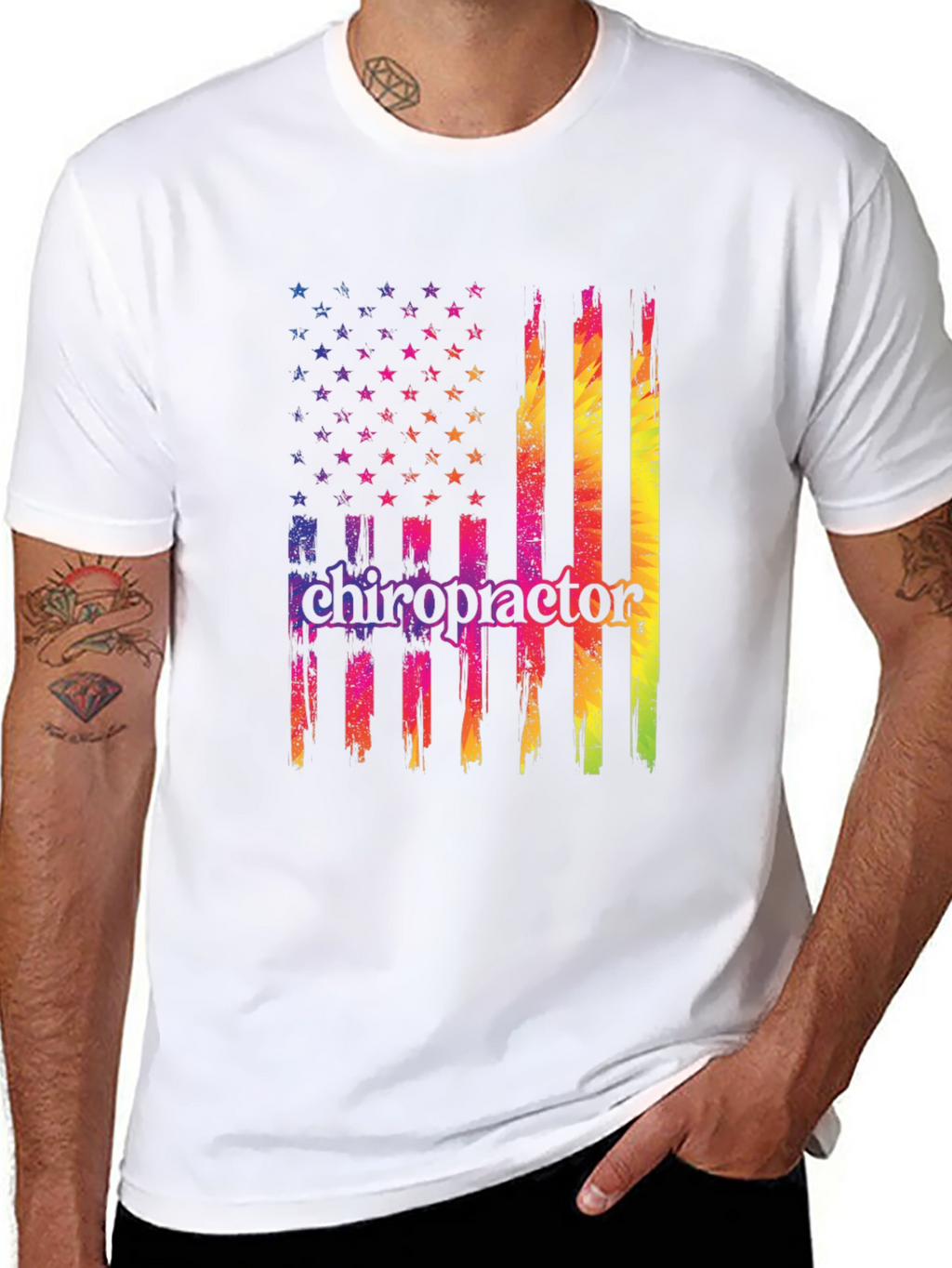 Chiropractor USA Flag Graphic T-Shirt
