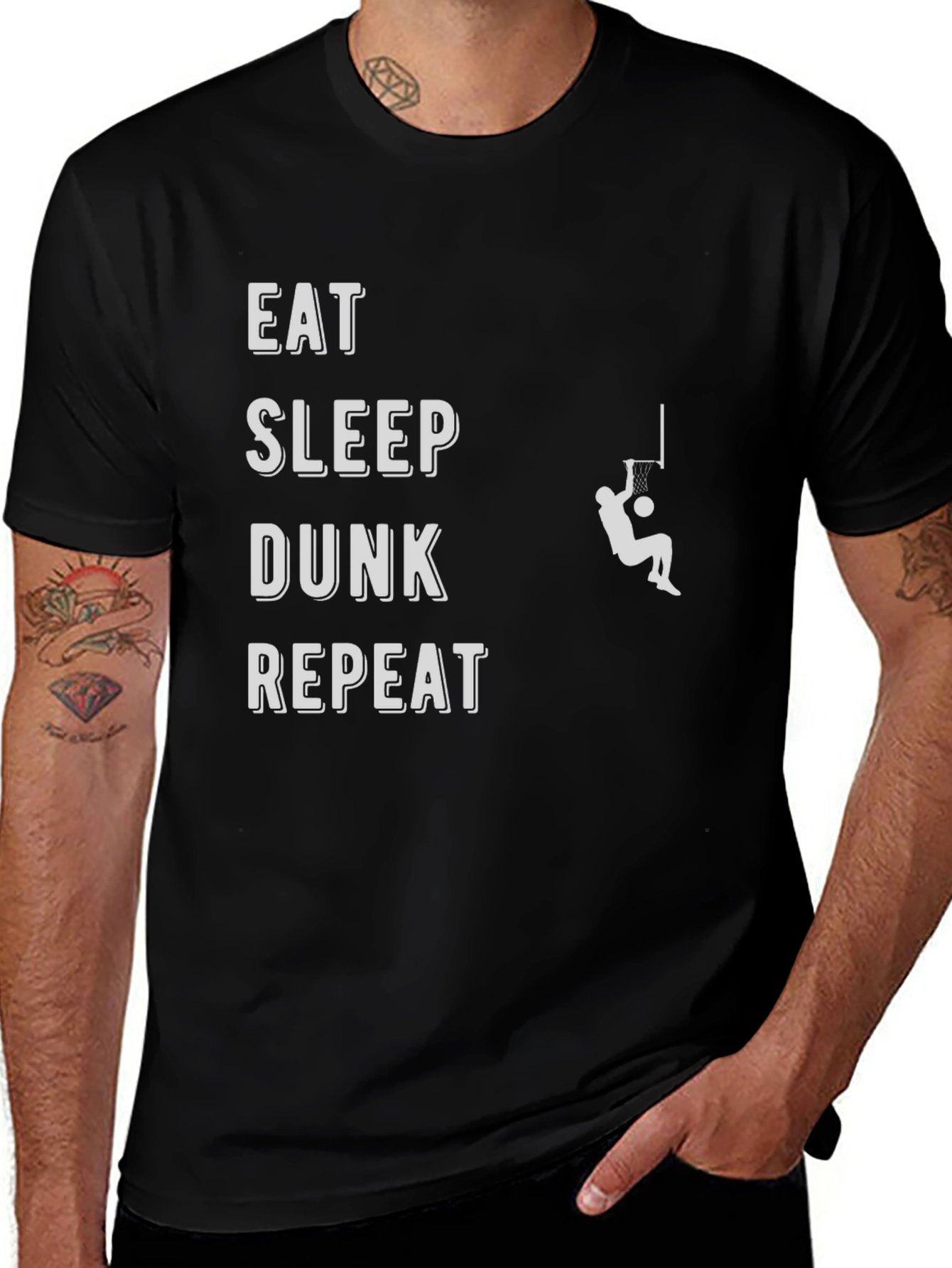 Eat Sleep Dunk Repeat Black Graphic Tee