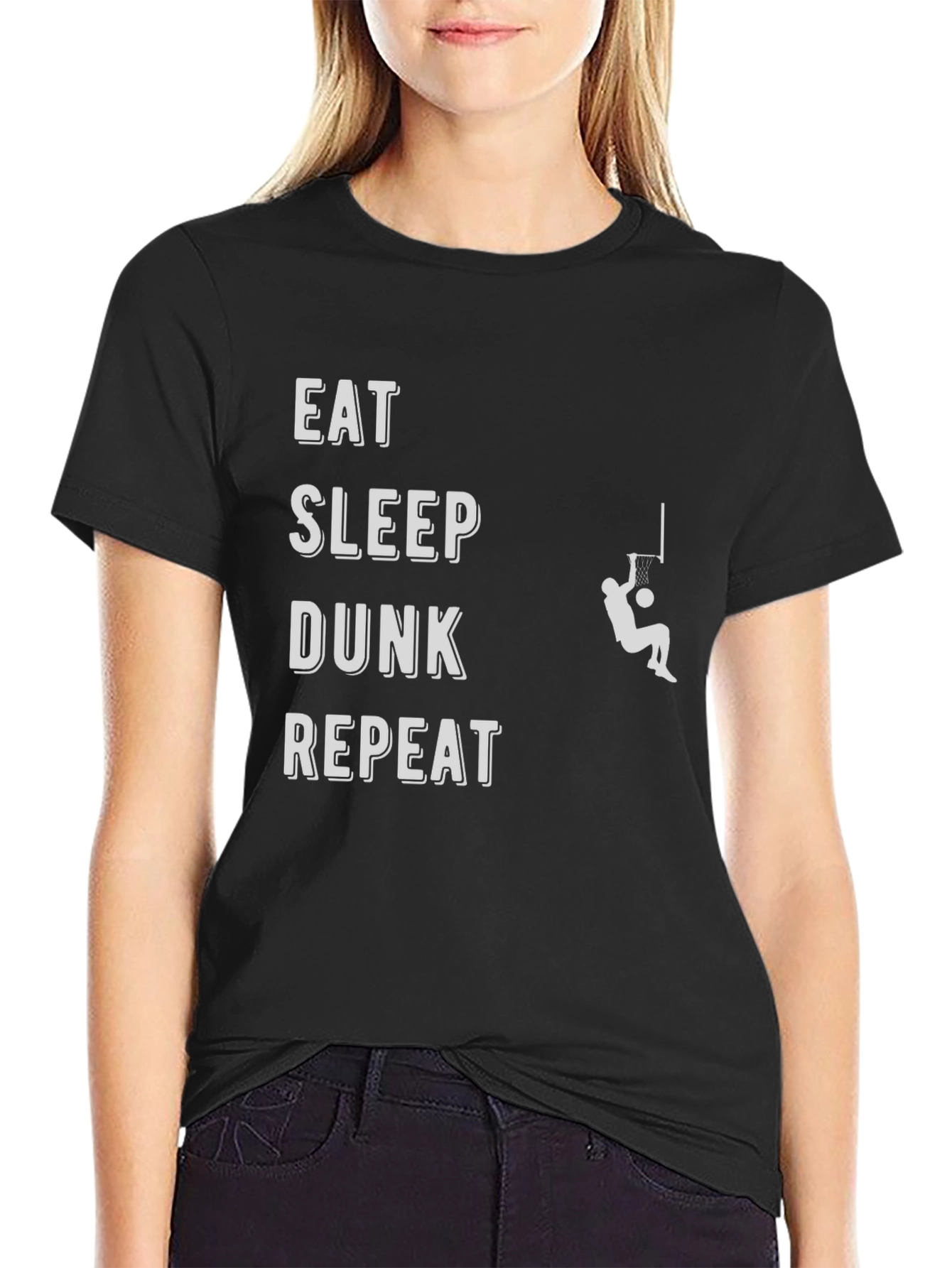Eat Sleep Dunk Repeat Black Graphic Tee