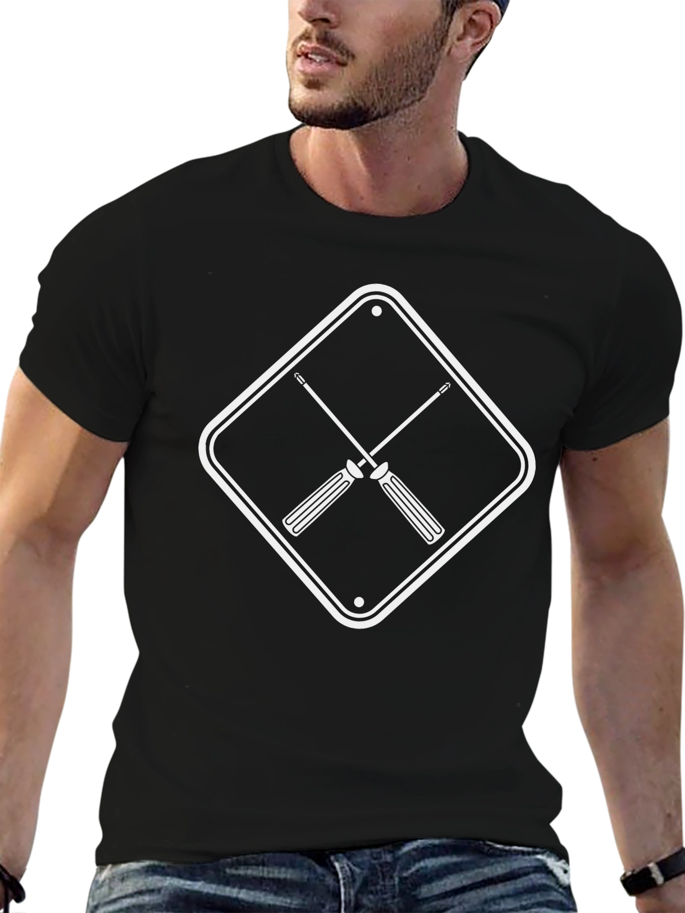 Crossed Screwdrivers Graphic Tee - Black