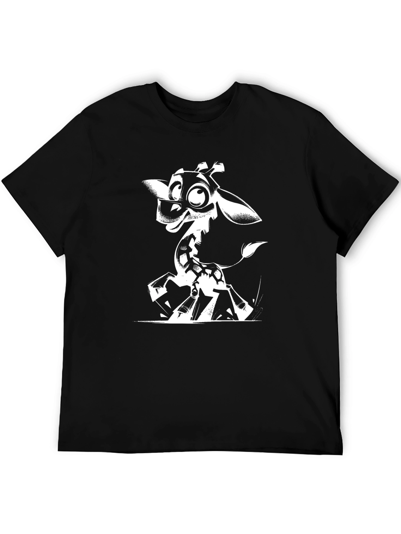 Black Giraffe Cartoon Graphic Tee