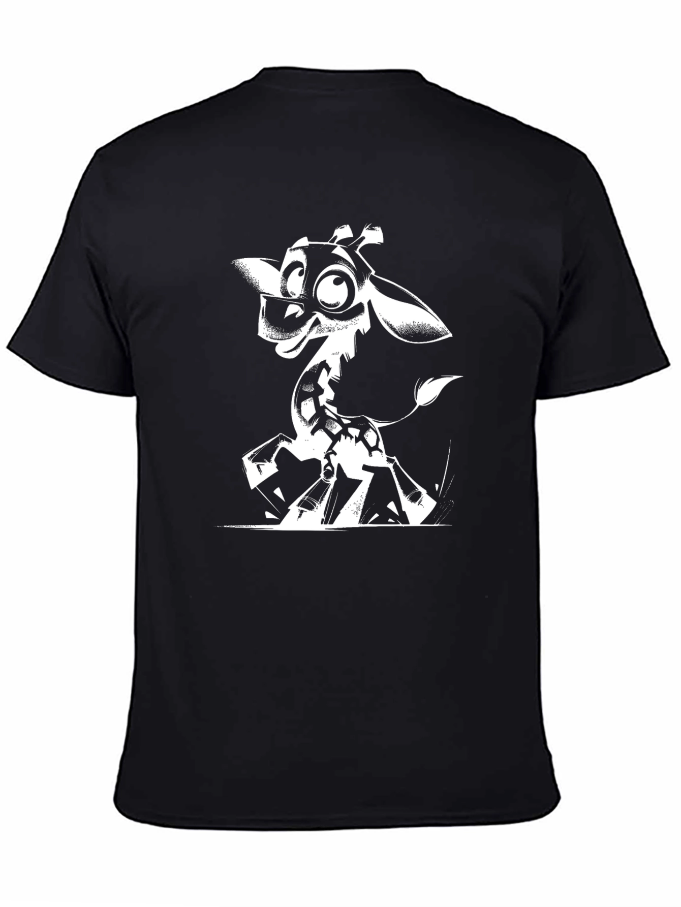 Black Giraffe Cartoon Graphic Tee