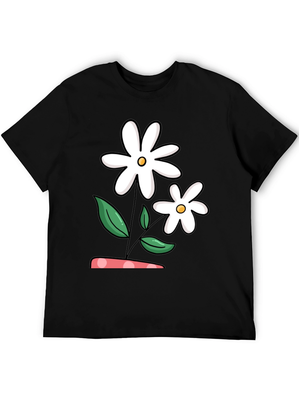 Daisy Flower Graphic Black T-Shirt