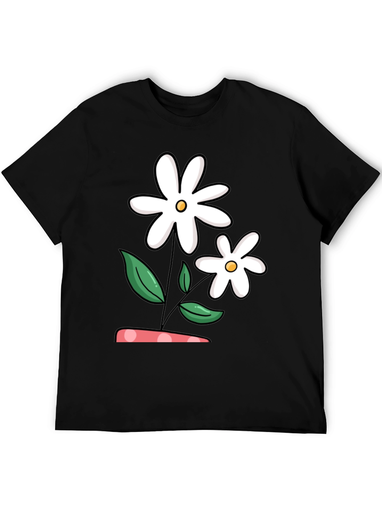 Daisy Flower Graphic Black T-Shirt