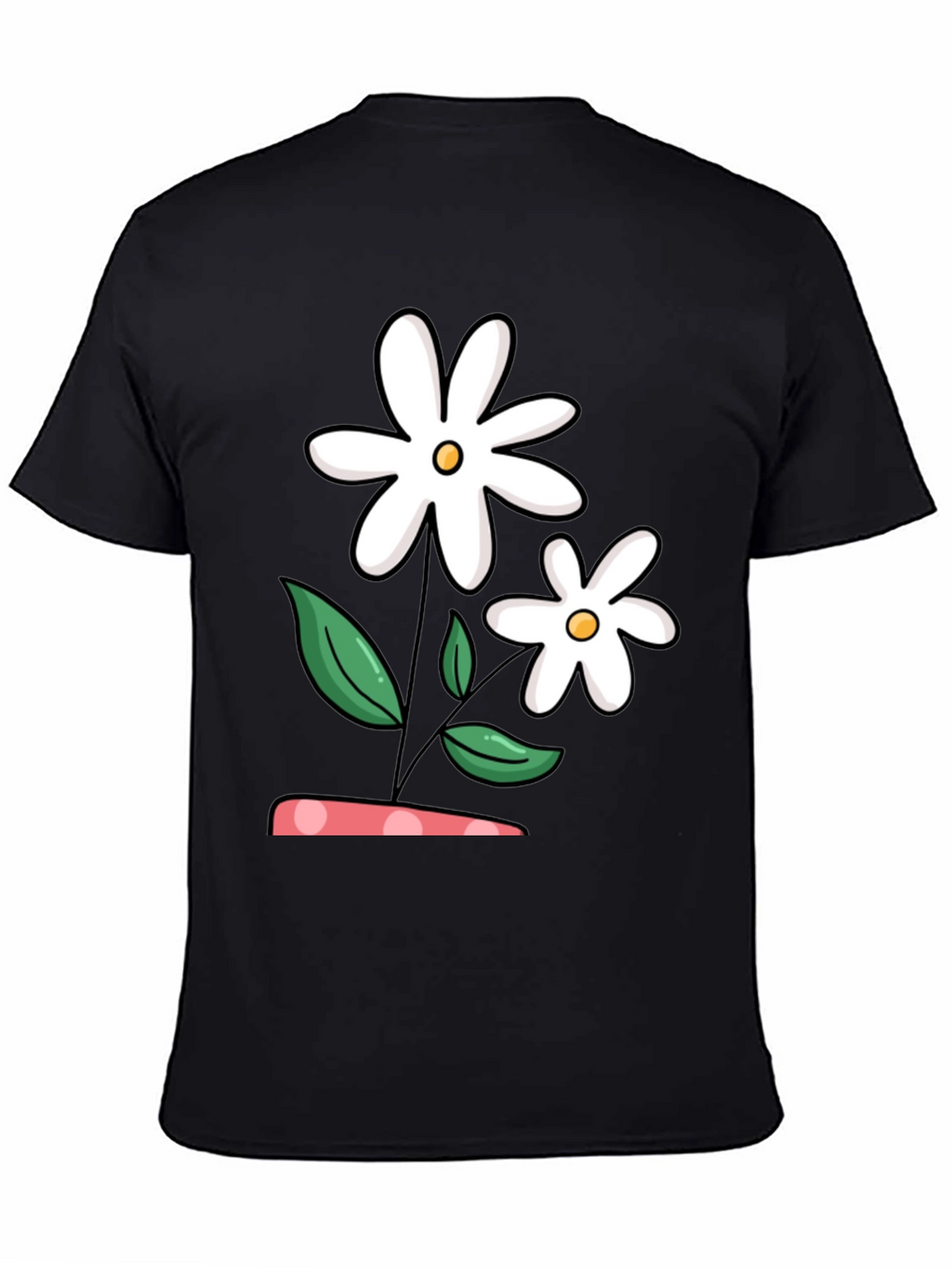 Daisy Flower Graphic Black T-Shirt
