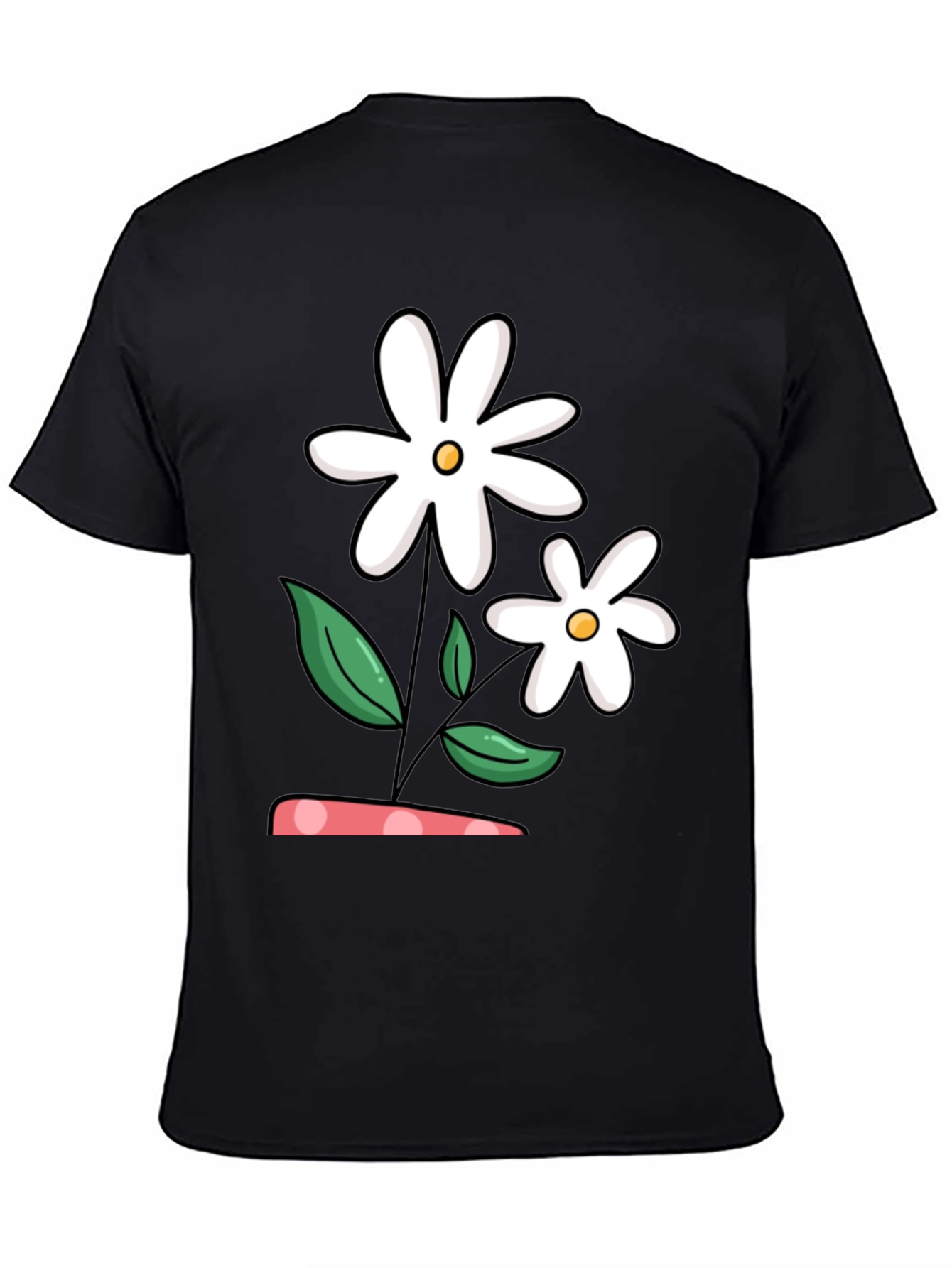 Daisy Flower Graphic Black T-Shirt
