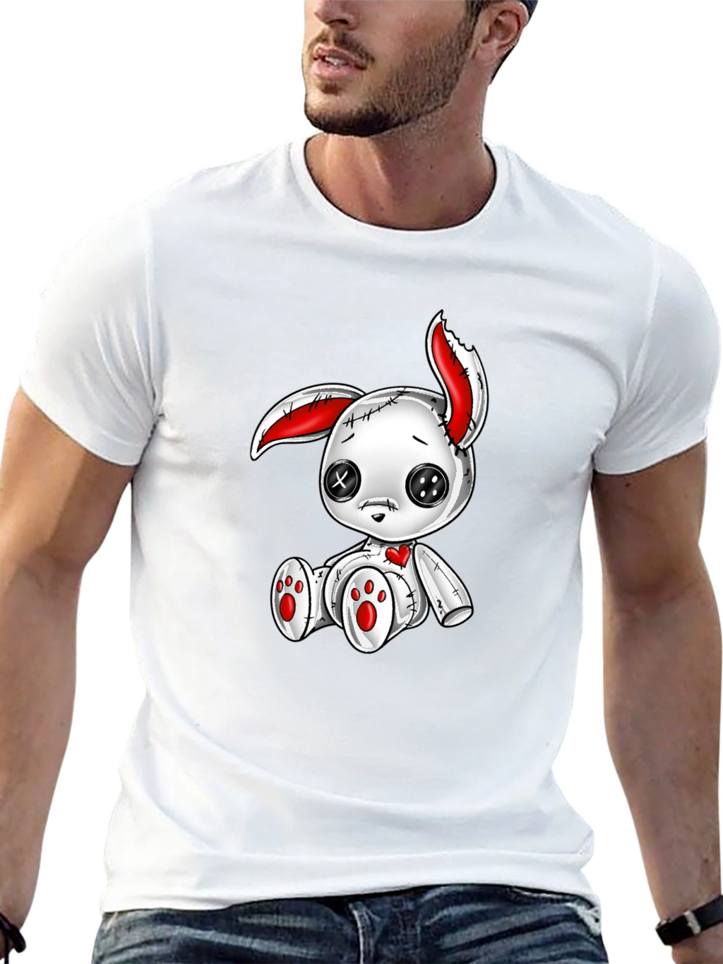 Creepy Cute Bunny Graphic Tee - Black