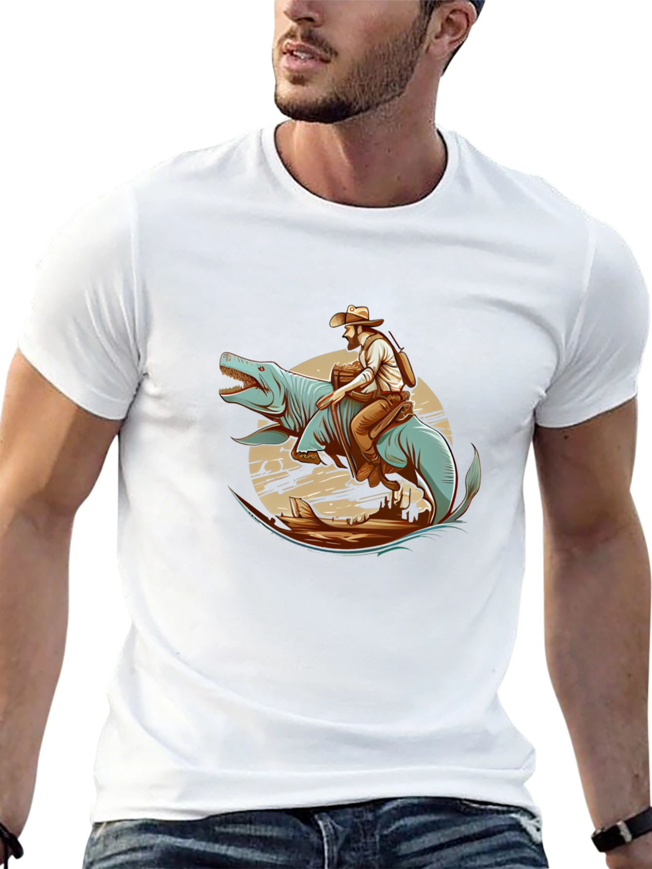 Dino Cowboy Graphic Tee - Western Fun
