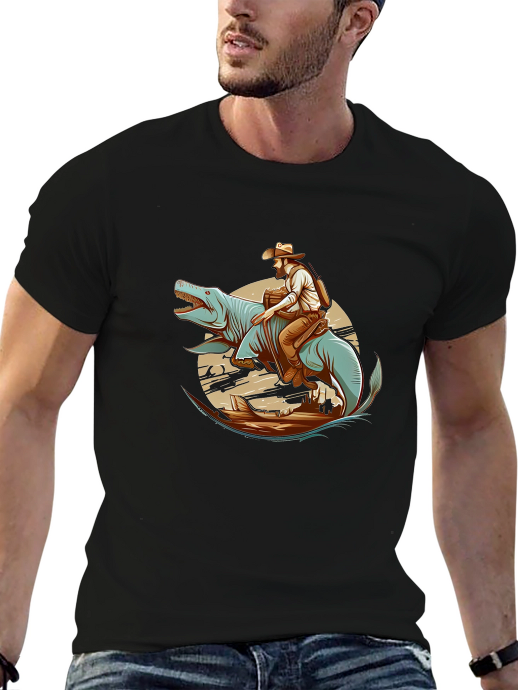 Dino Cowboy Graphic Tee - Western Fun