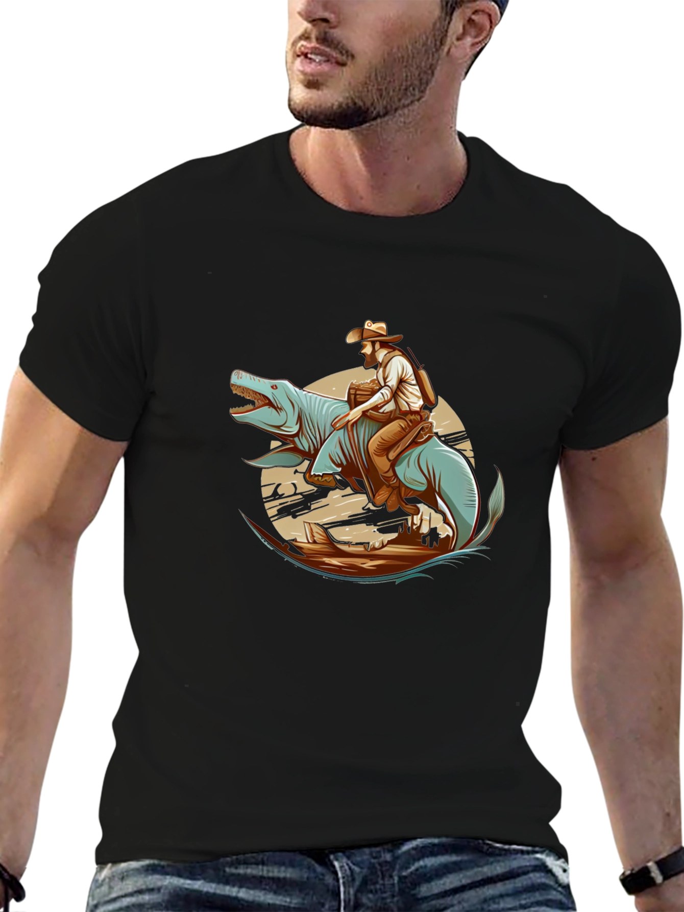 Dino Cowboy Graphic Tee - Western Fun