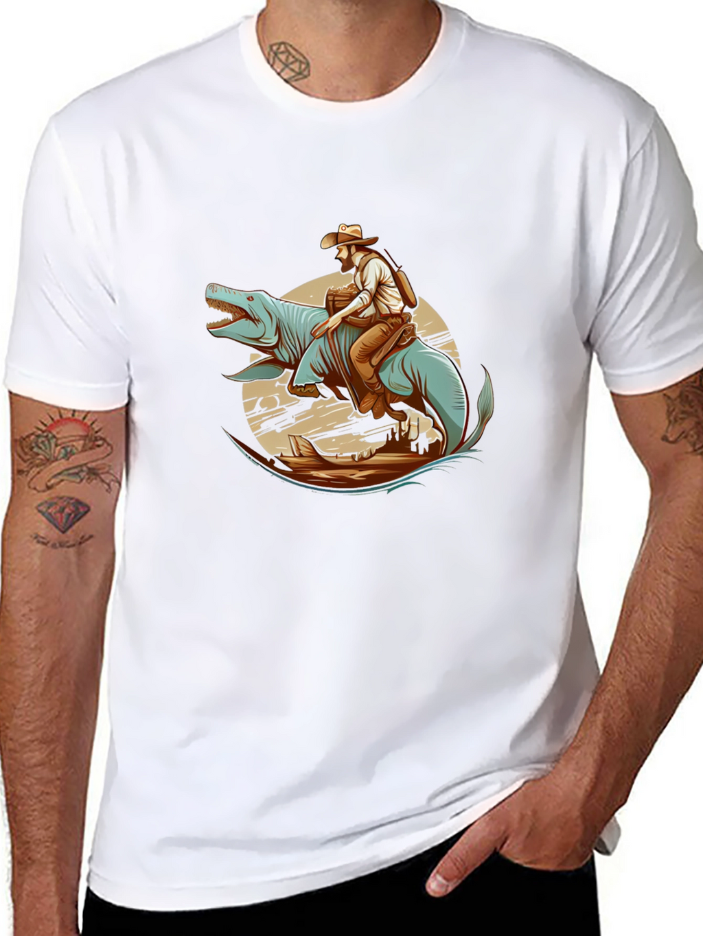 Dino Cowboy Graphic Tee - Western Fun