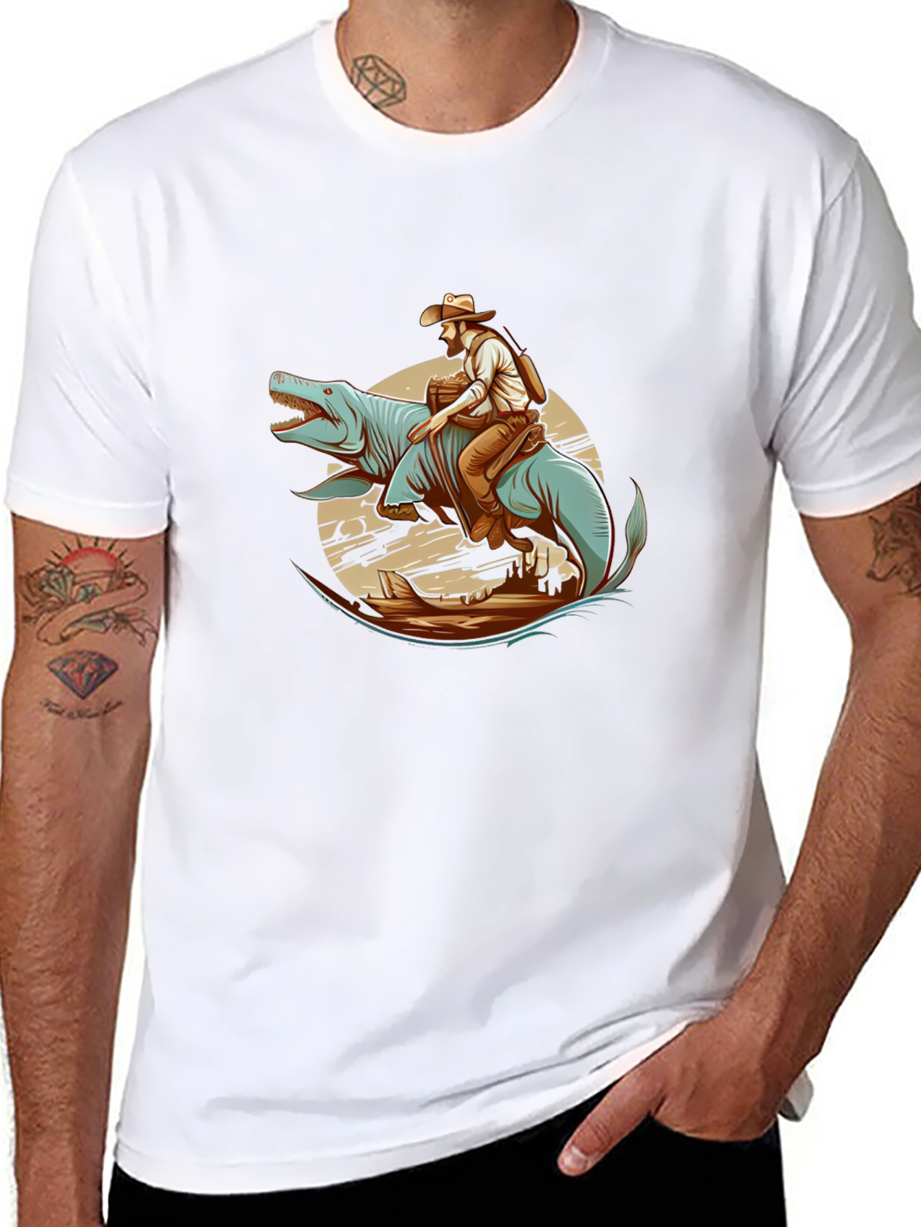 Dino Cowboy Graphic Tee - Western Fun