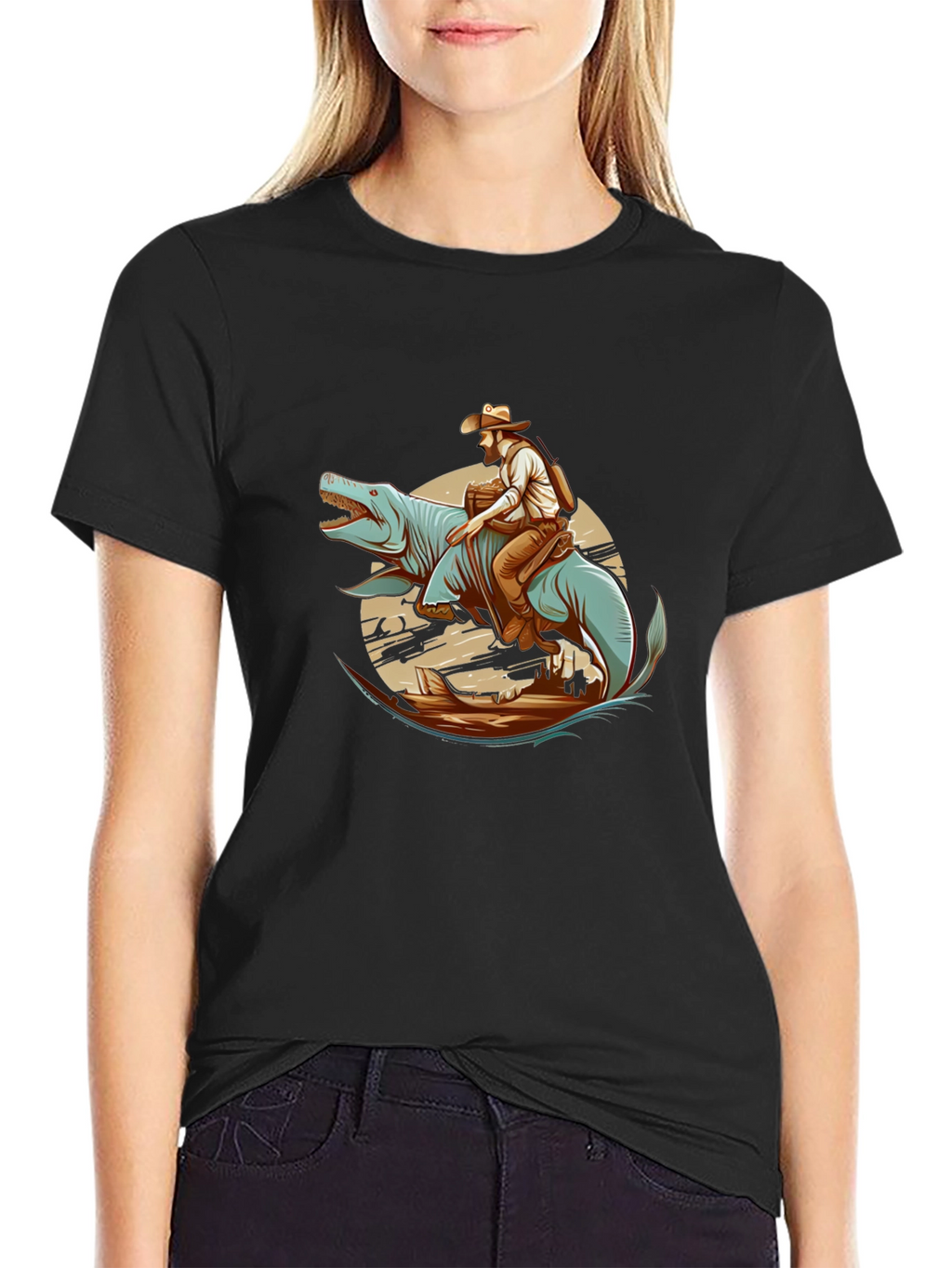 Dino Cowboy Graphic Tee - Western Fun