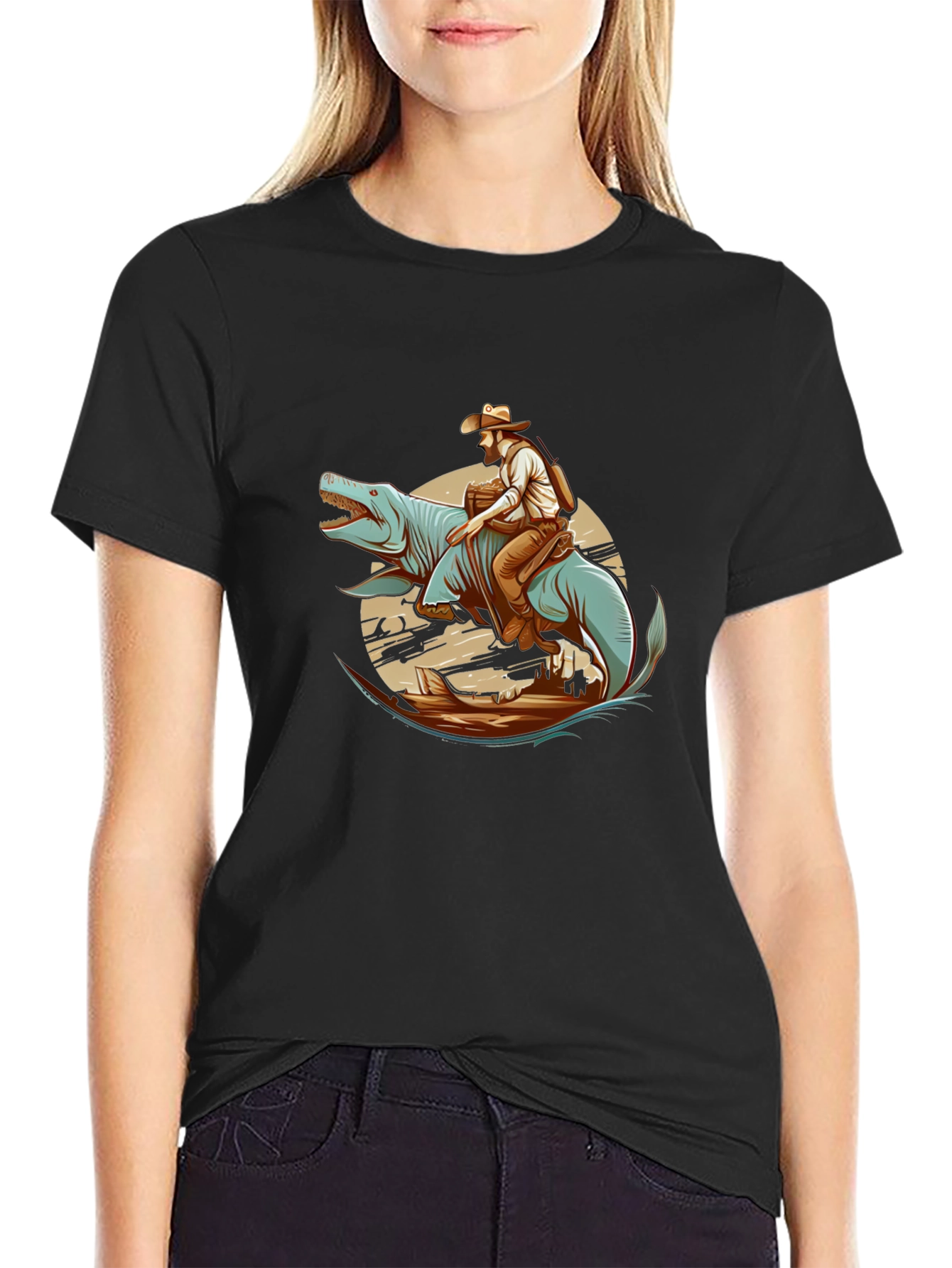 Dino Cowboy Graphic Tee - Western Fun